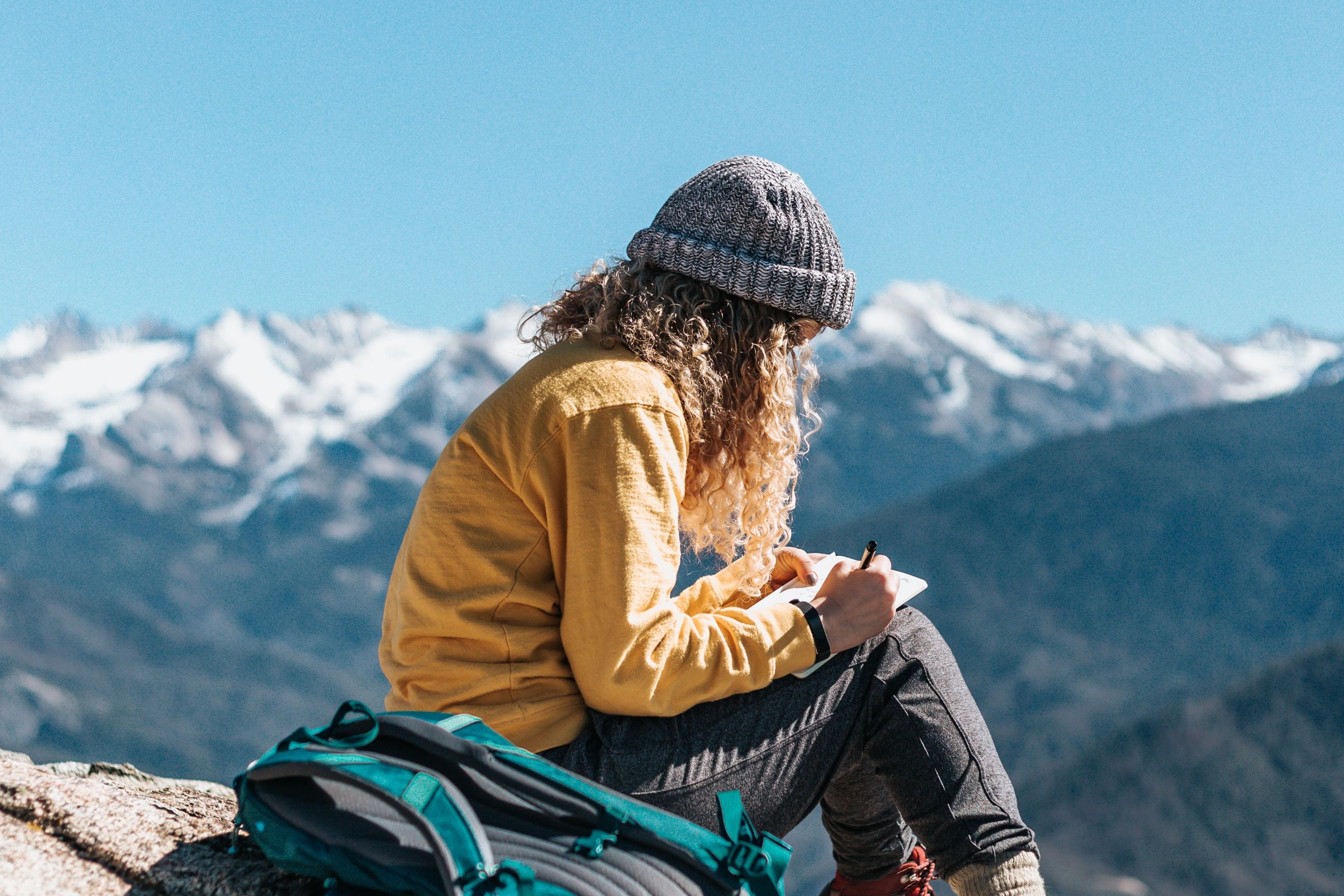 Woman contemplating nature and giving thanks