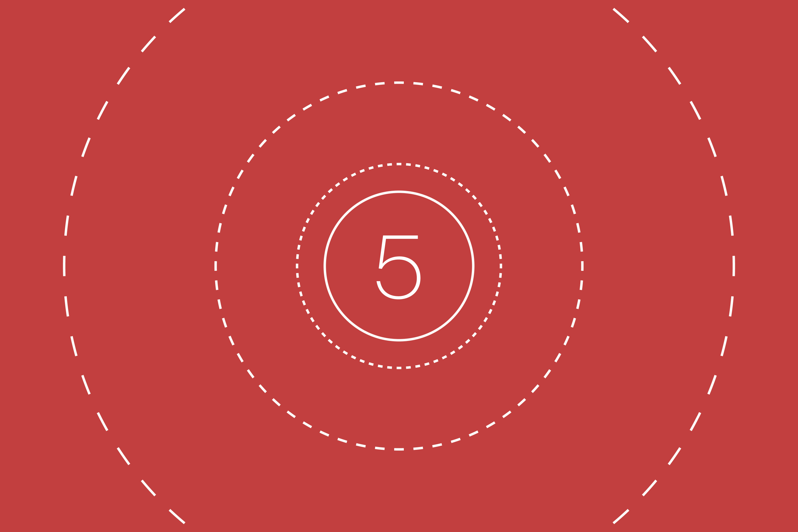 Number 5 with rippling circles around it