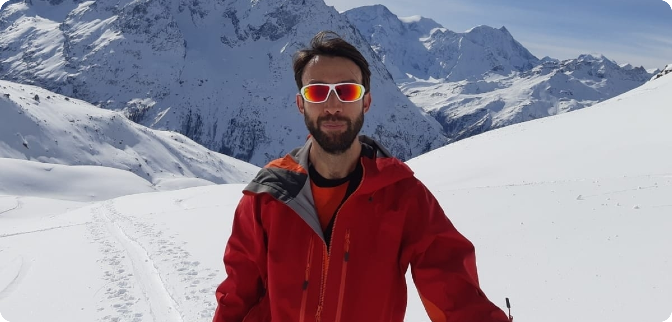 Davide on snowy mountain