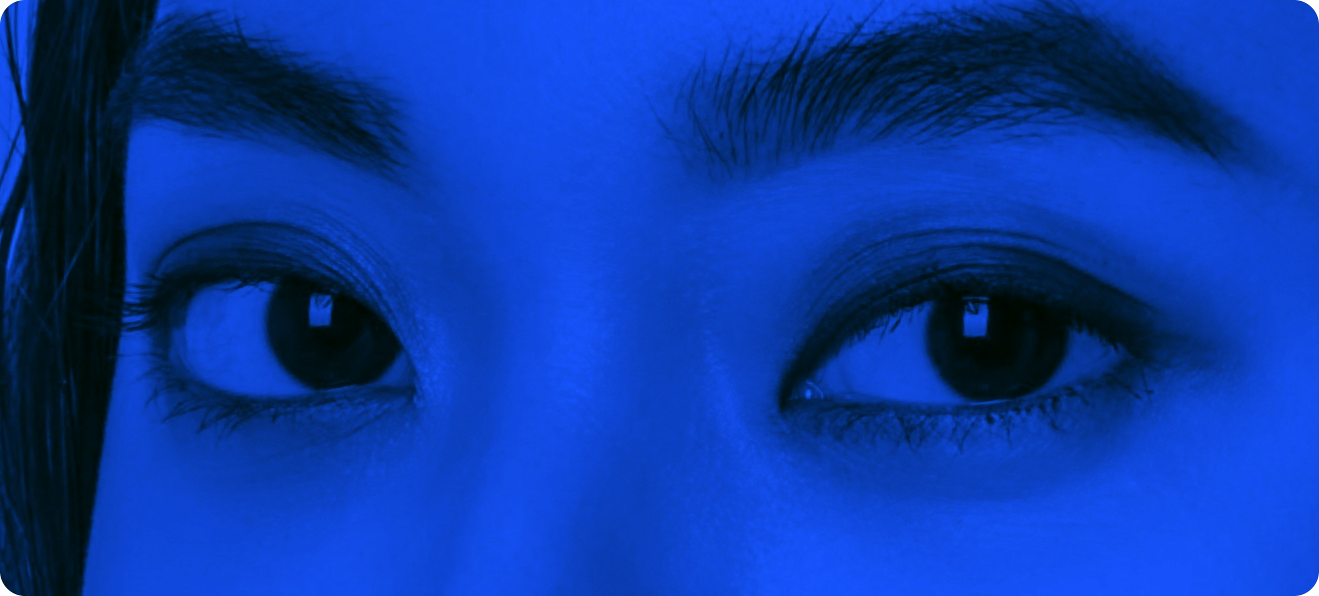 Eyes with blue light
