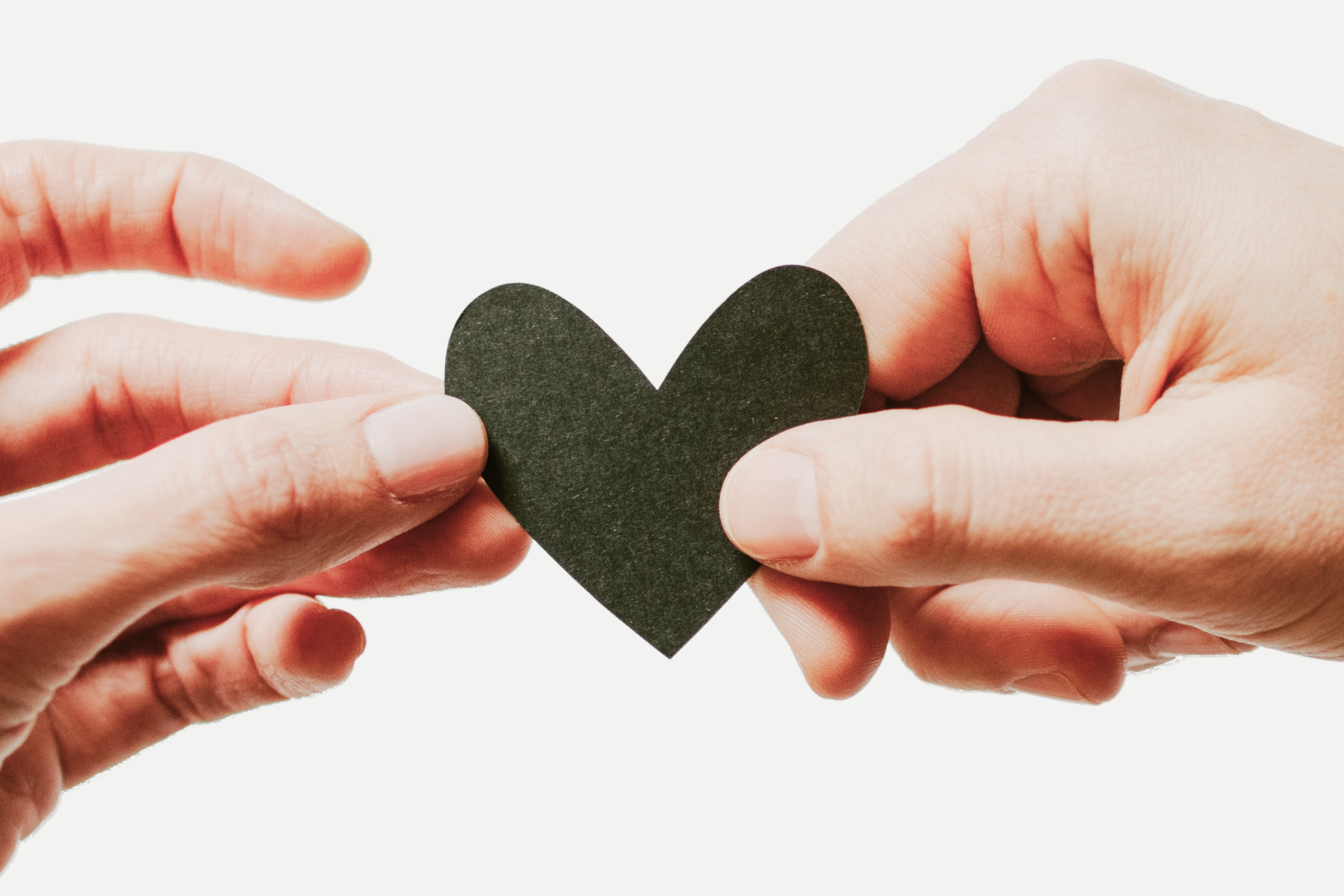 Representation of gratitude with a paper heart. 
