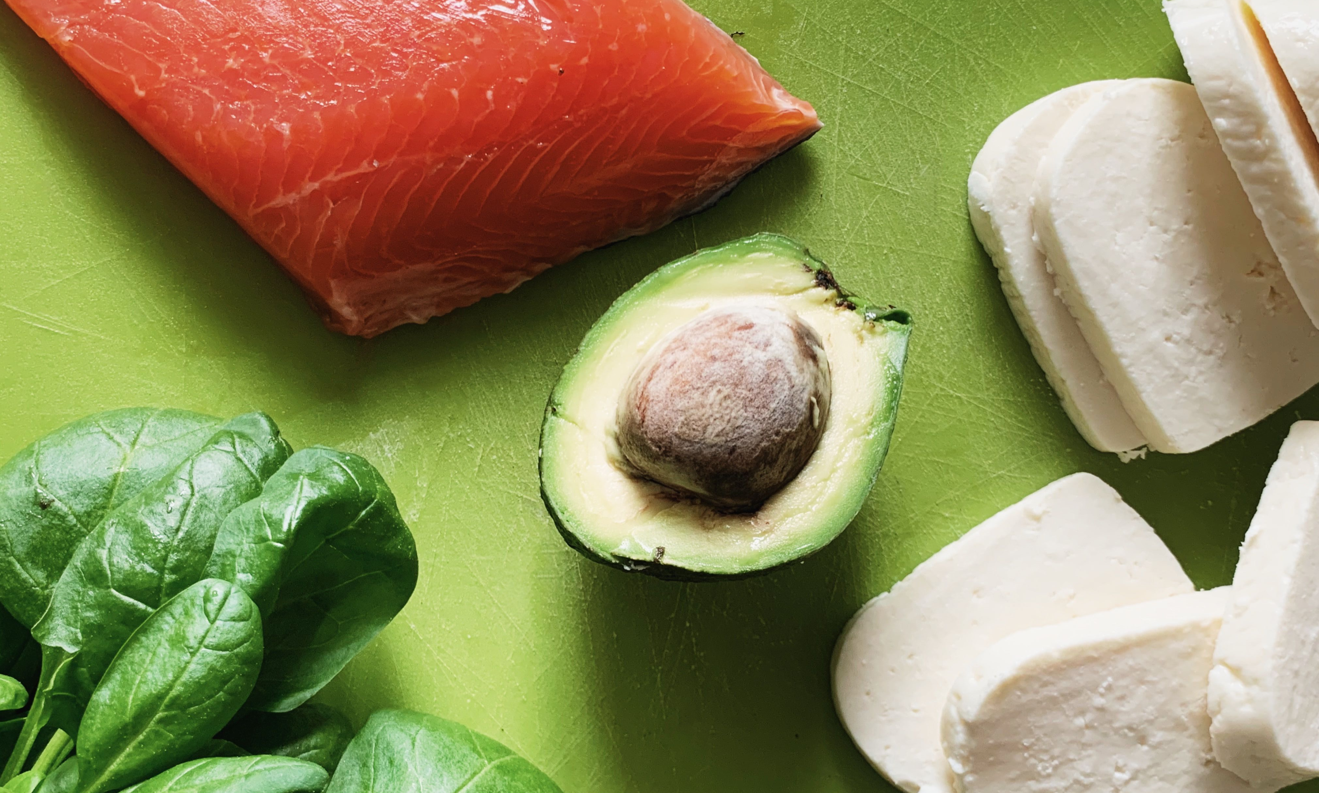 Somon avocado spinach cheese