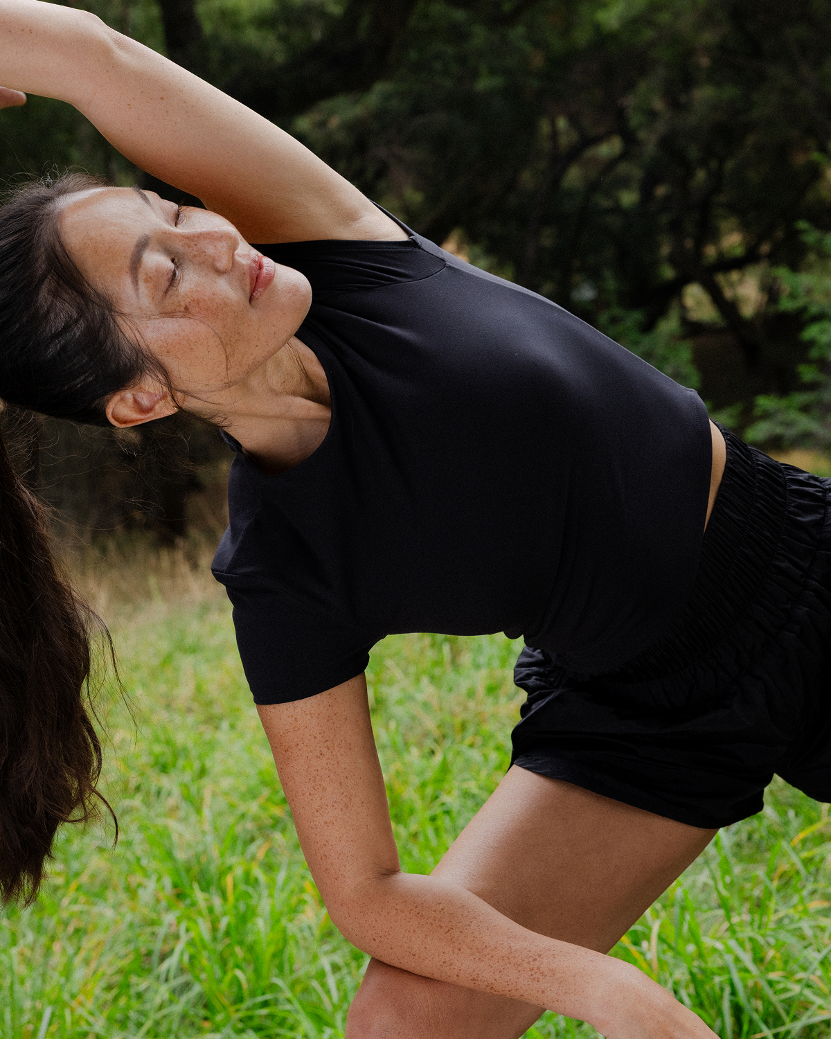 Woman doing outdoor yoga