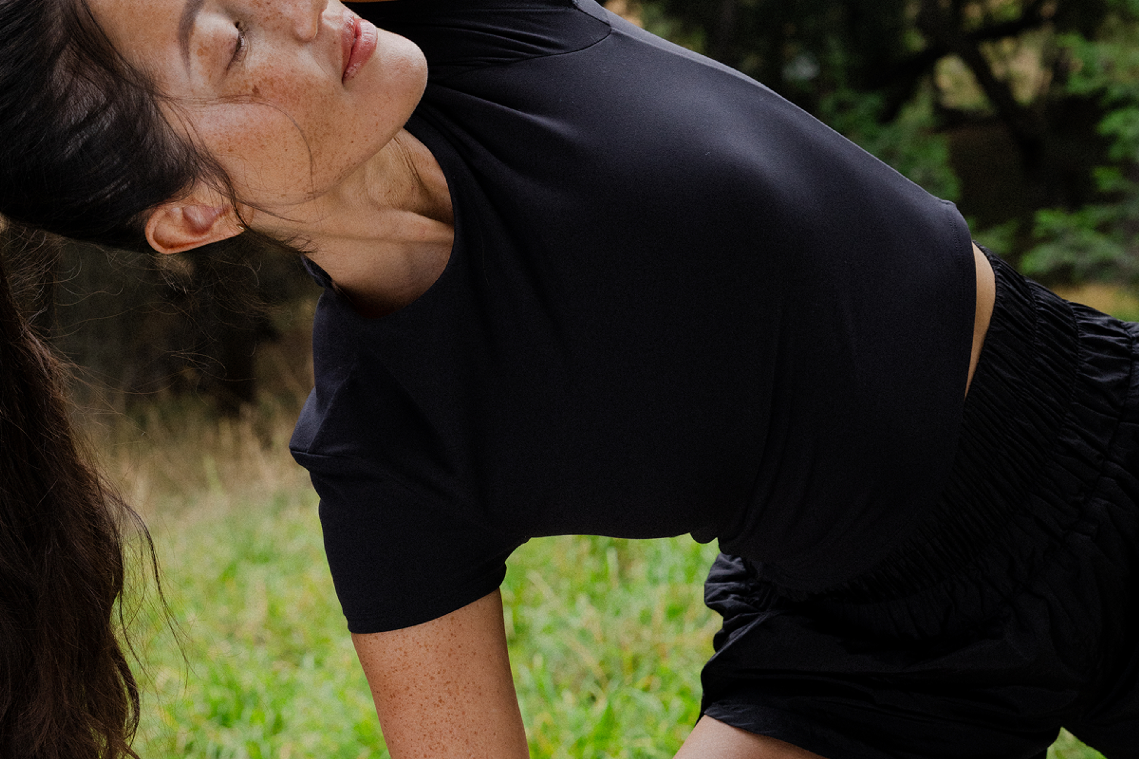 Woman doing outdoor yoga