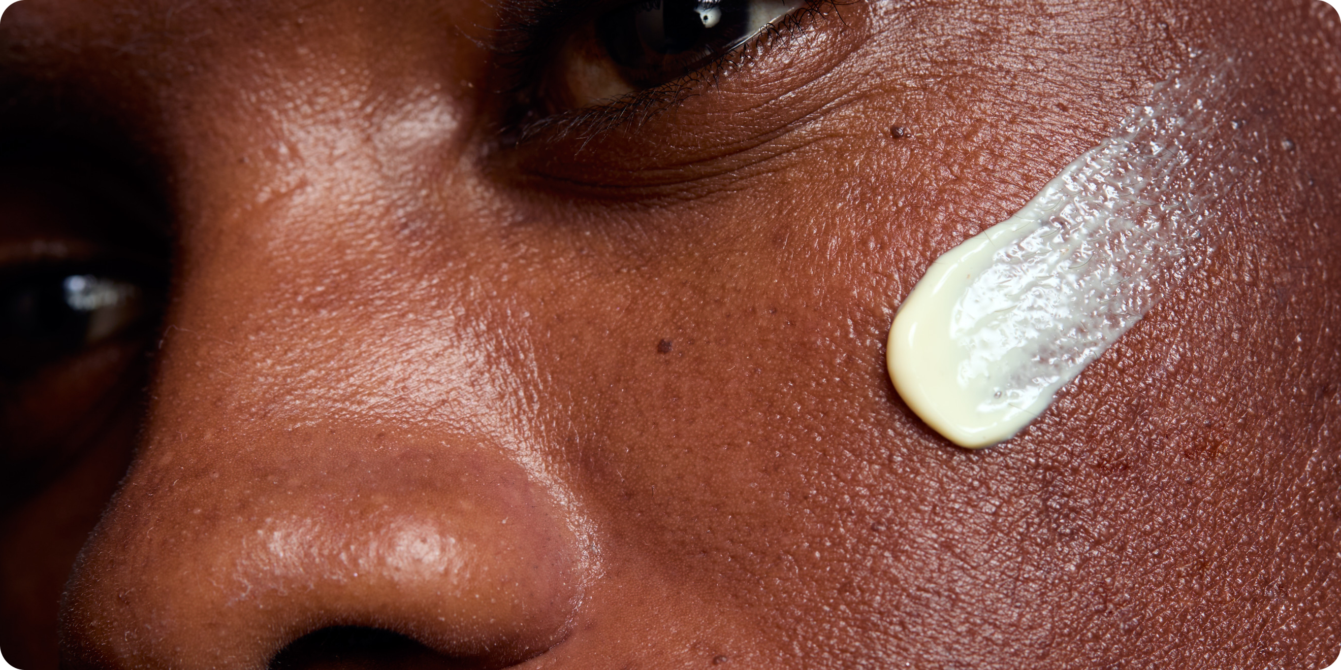 Skin close-up with Timeline Skincare Products