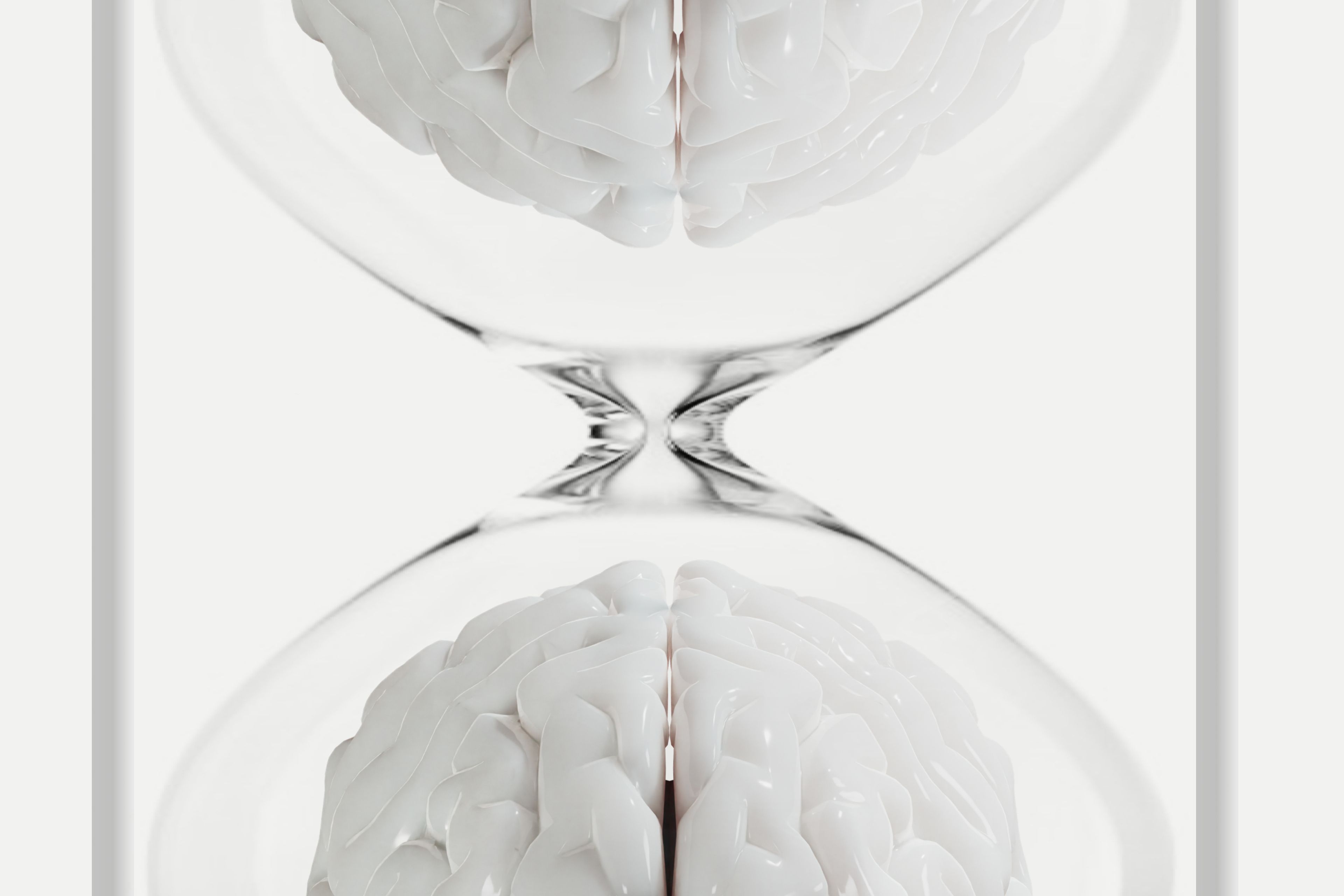 Sand glass and brain 3d render