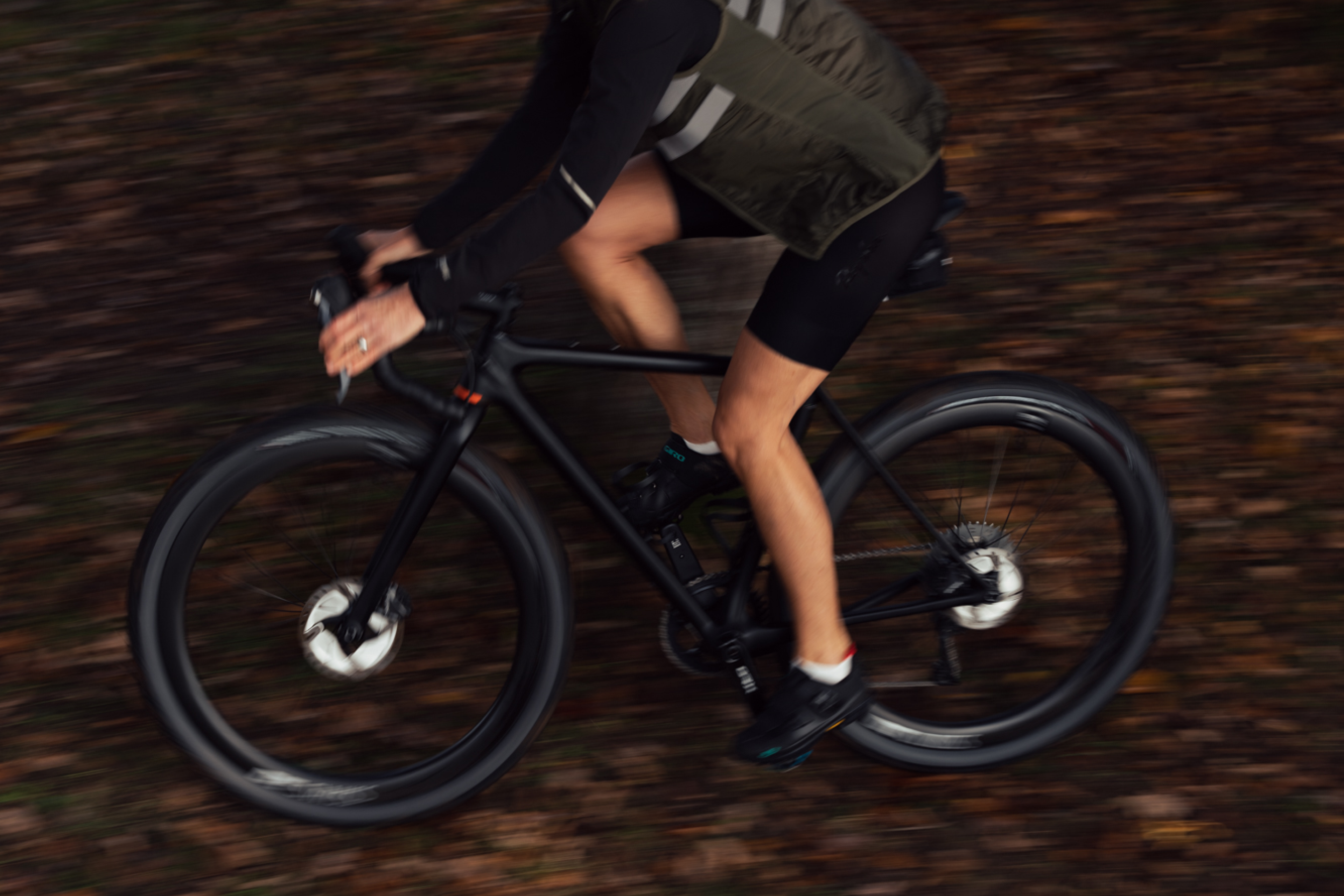 Sideview of a woman cycling