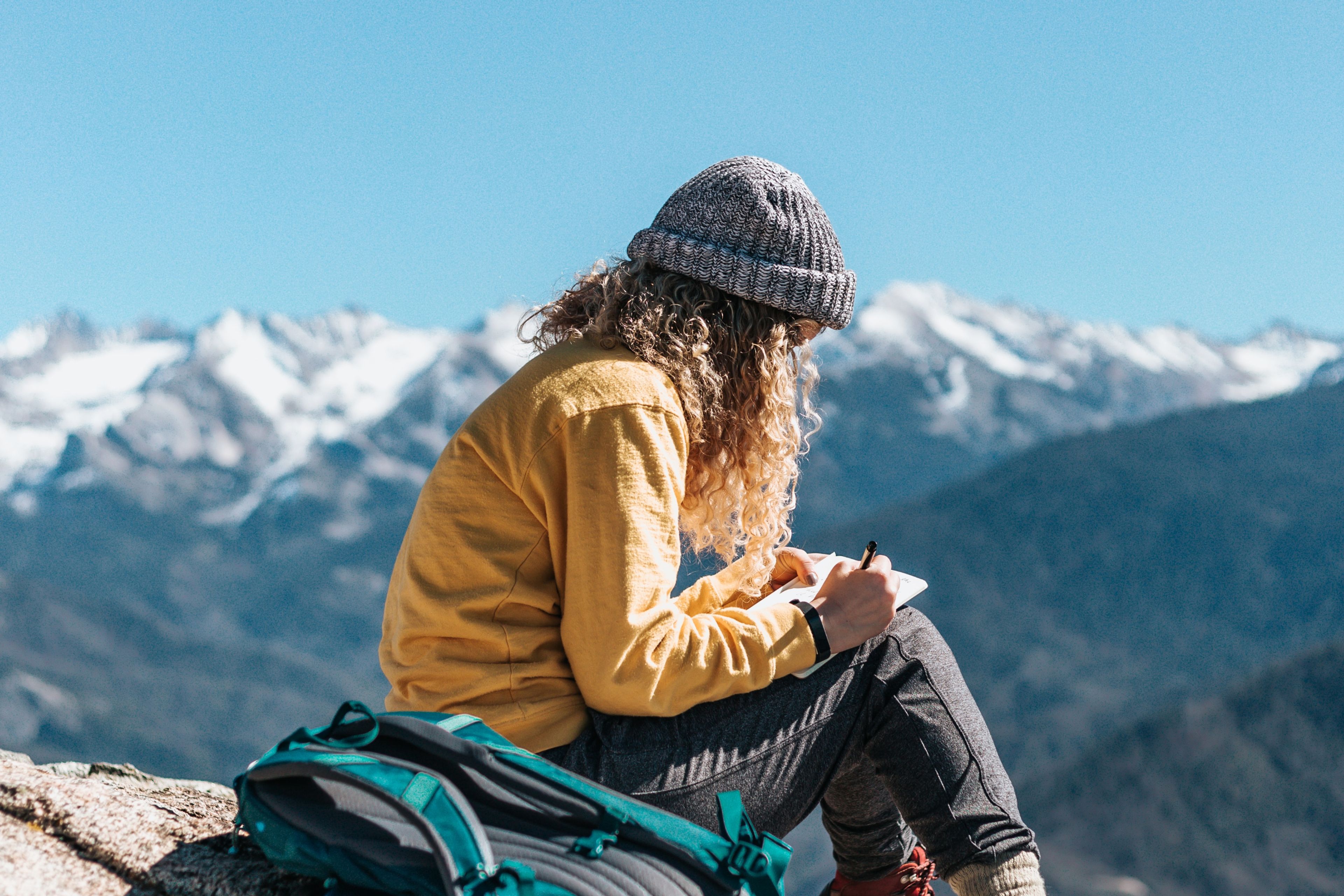 Woman contemplating nature and giving thanks
