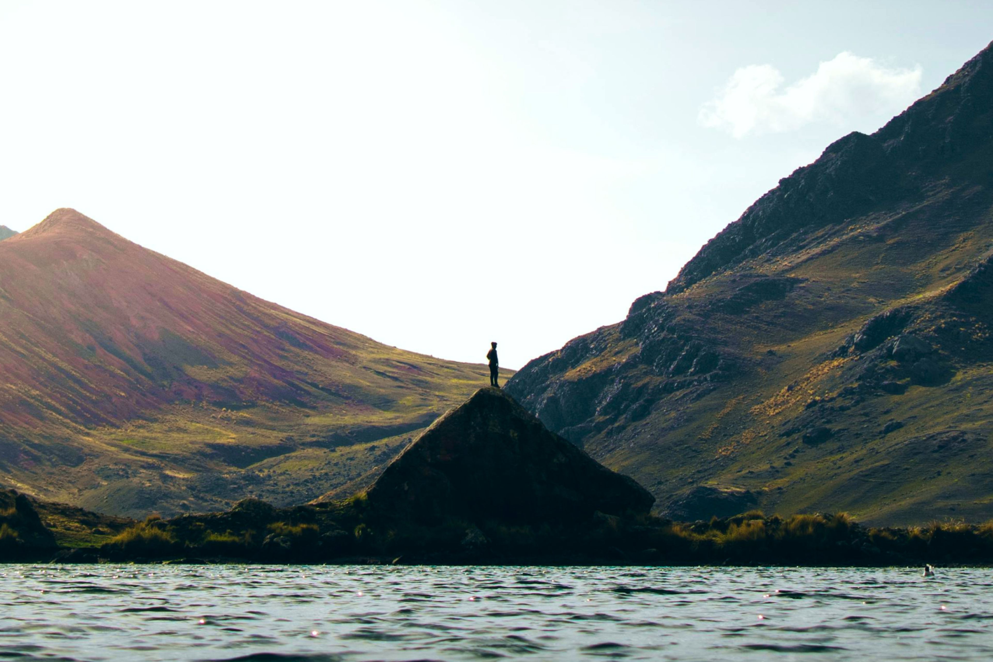 Landscape with single person standing alone