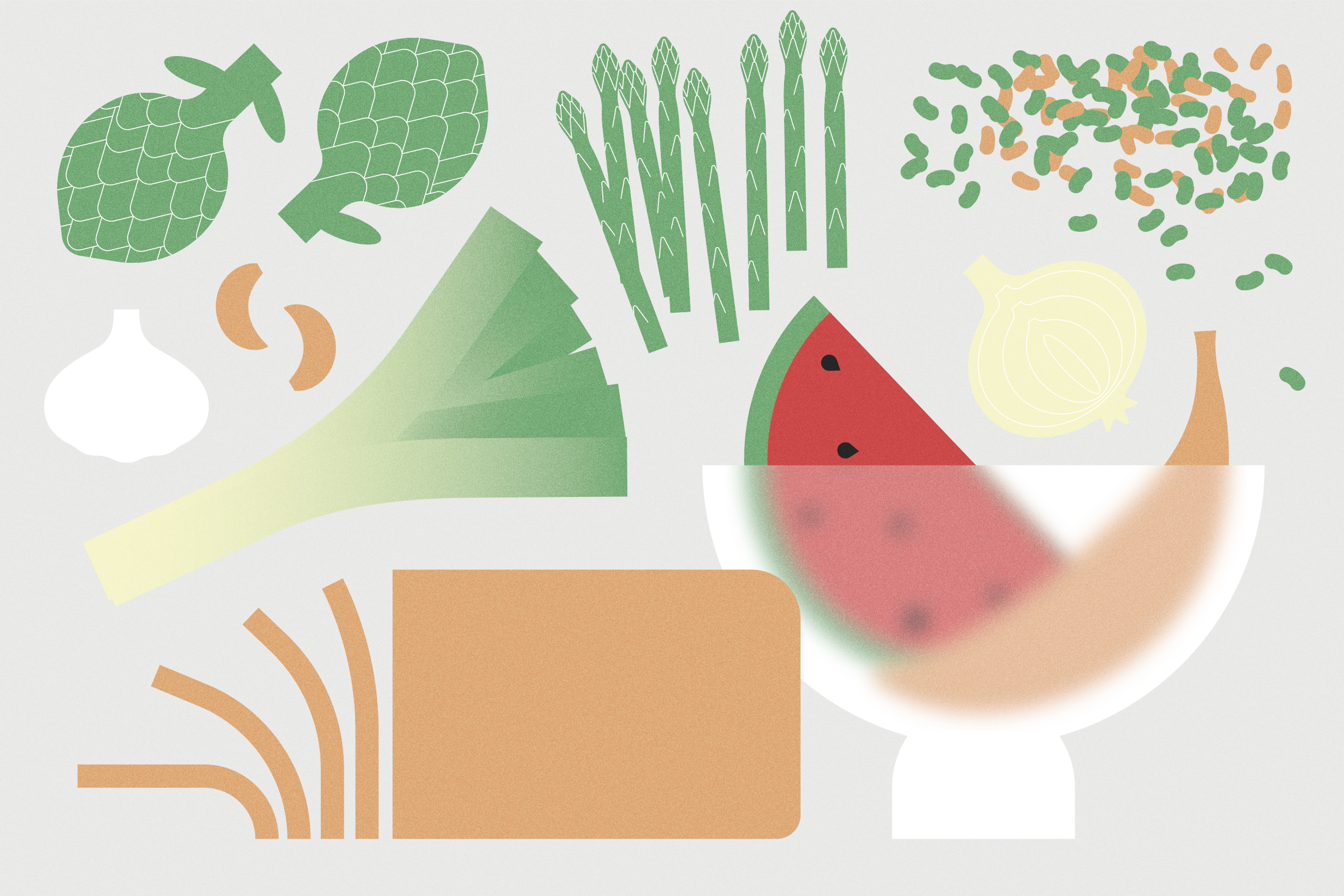 Graphic illustration of prebiotic foods