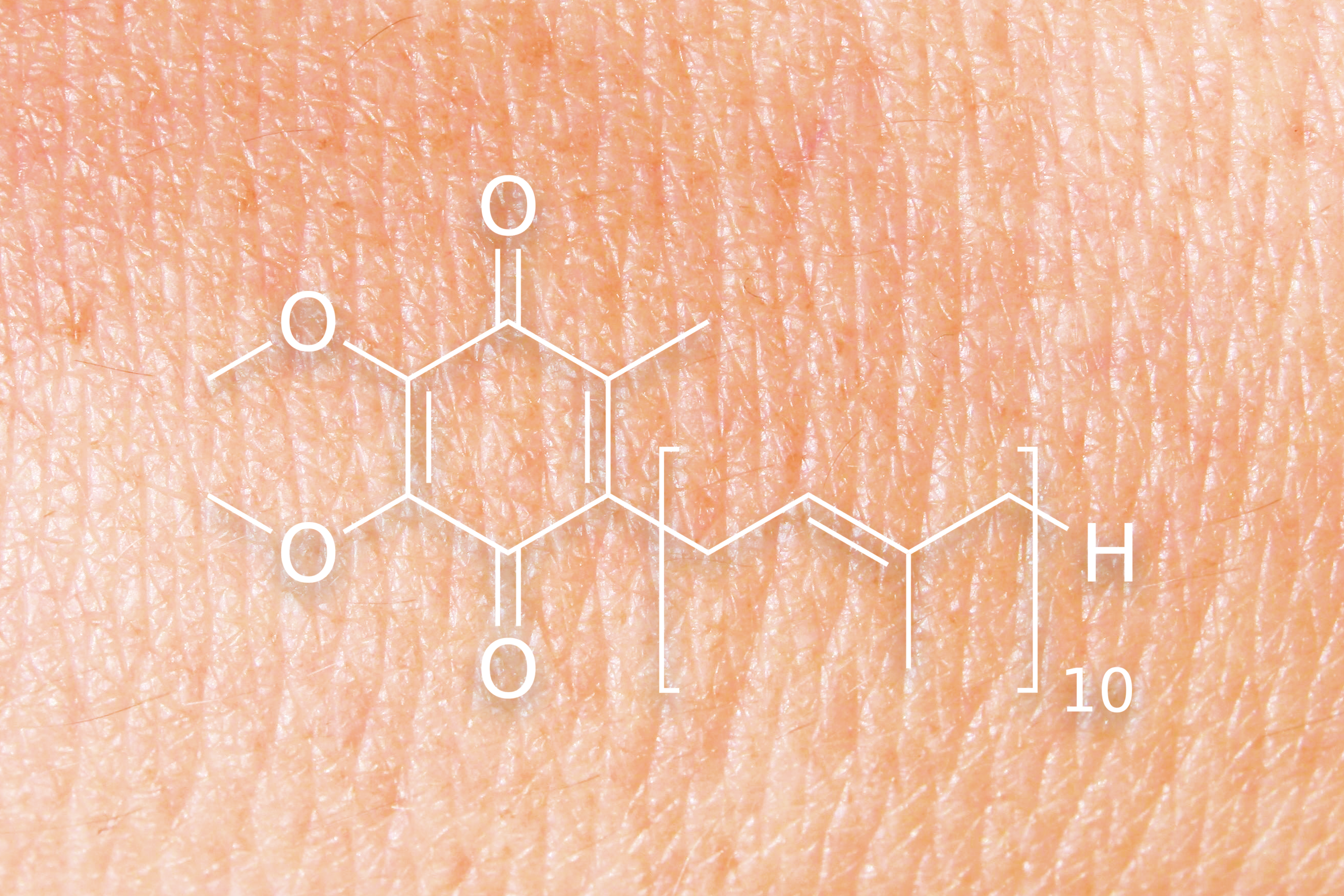 CoQ10 Molecule over skin texture