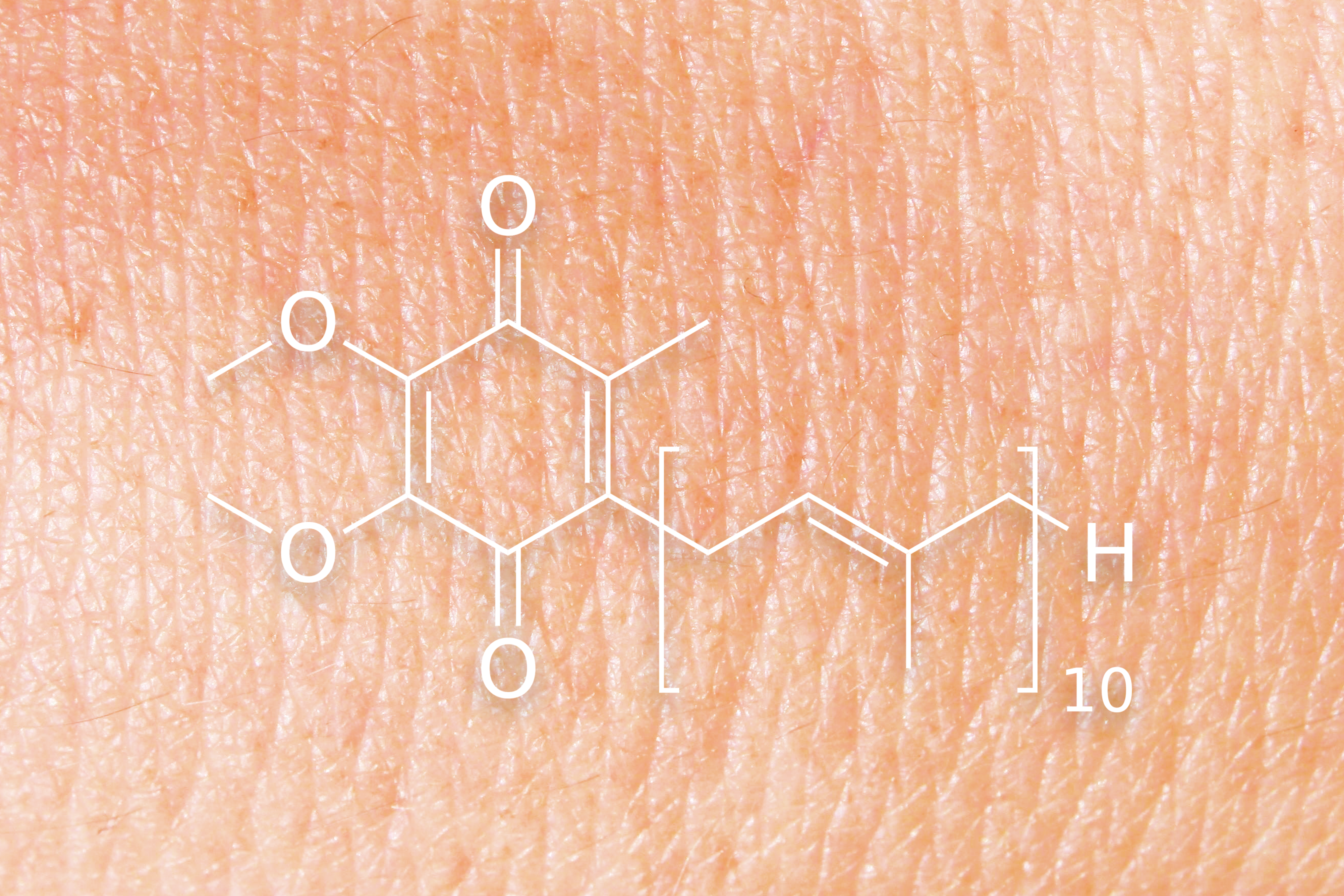 CoQ10 Molecule over skin texture
