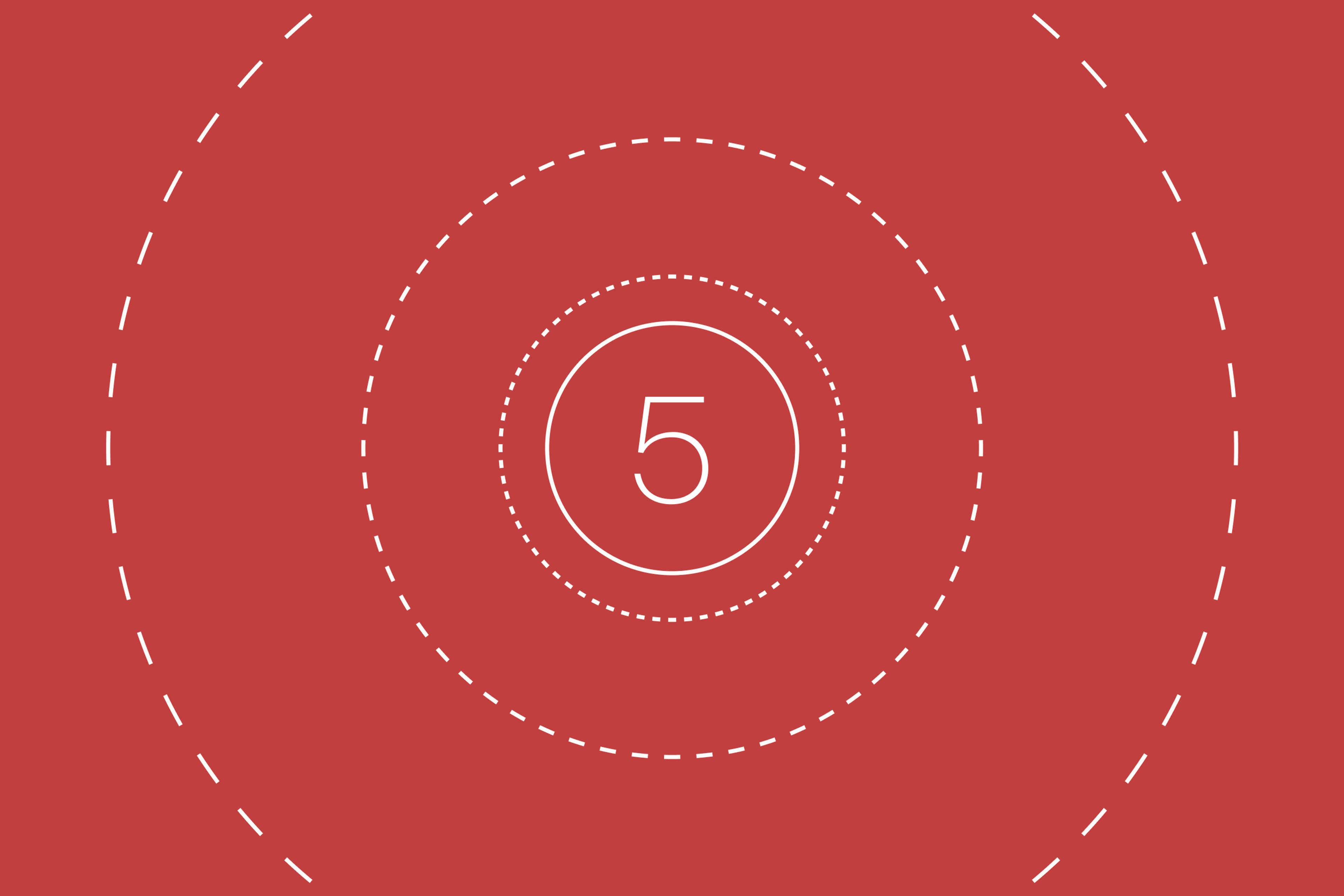 Number 5 with rippling circles around it