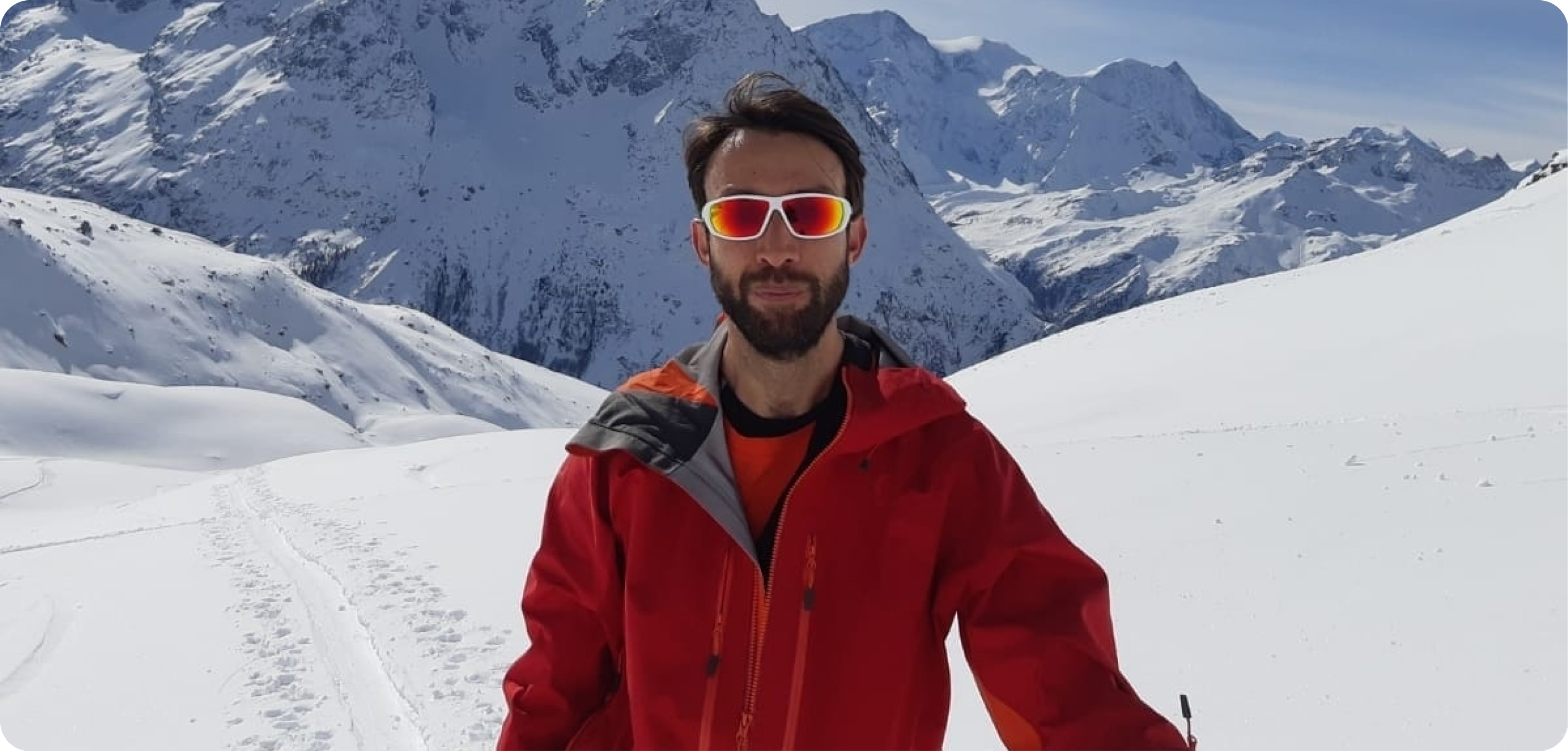 Davide on snowy mountain