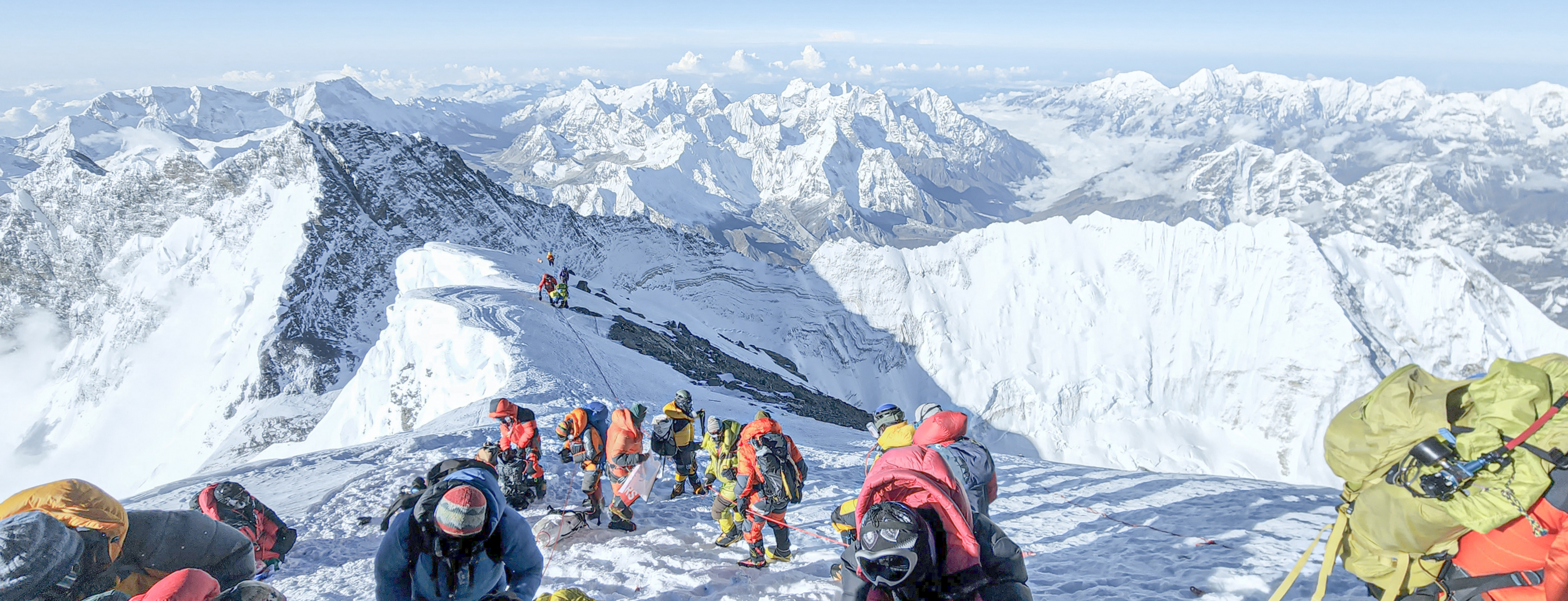 Climbers nearing the summit of Mt. Everest