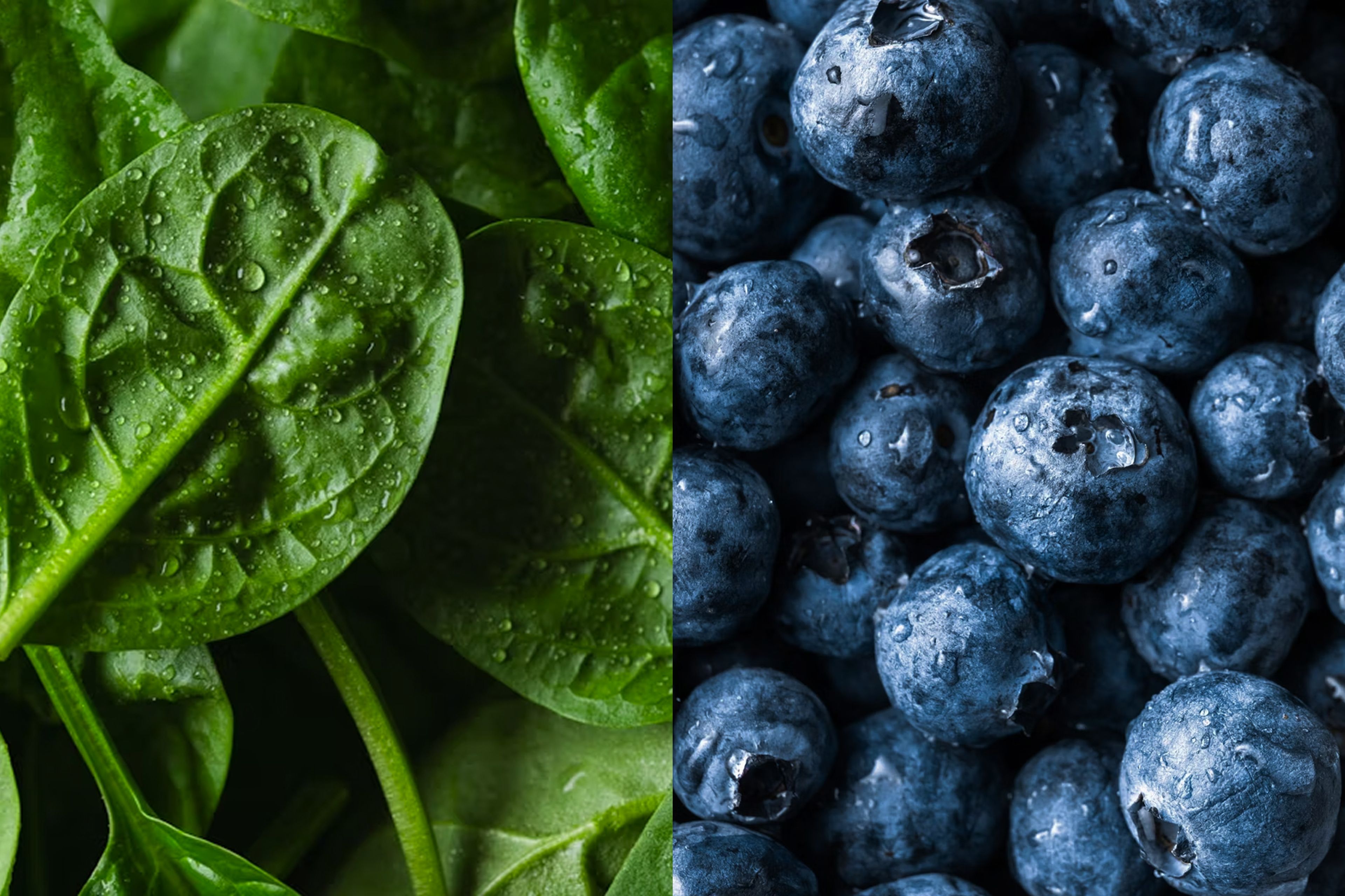 spinach and blueberries