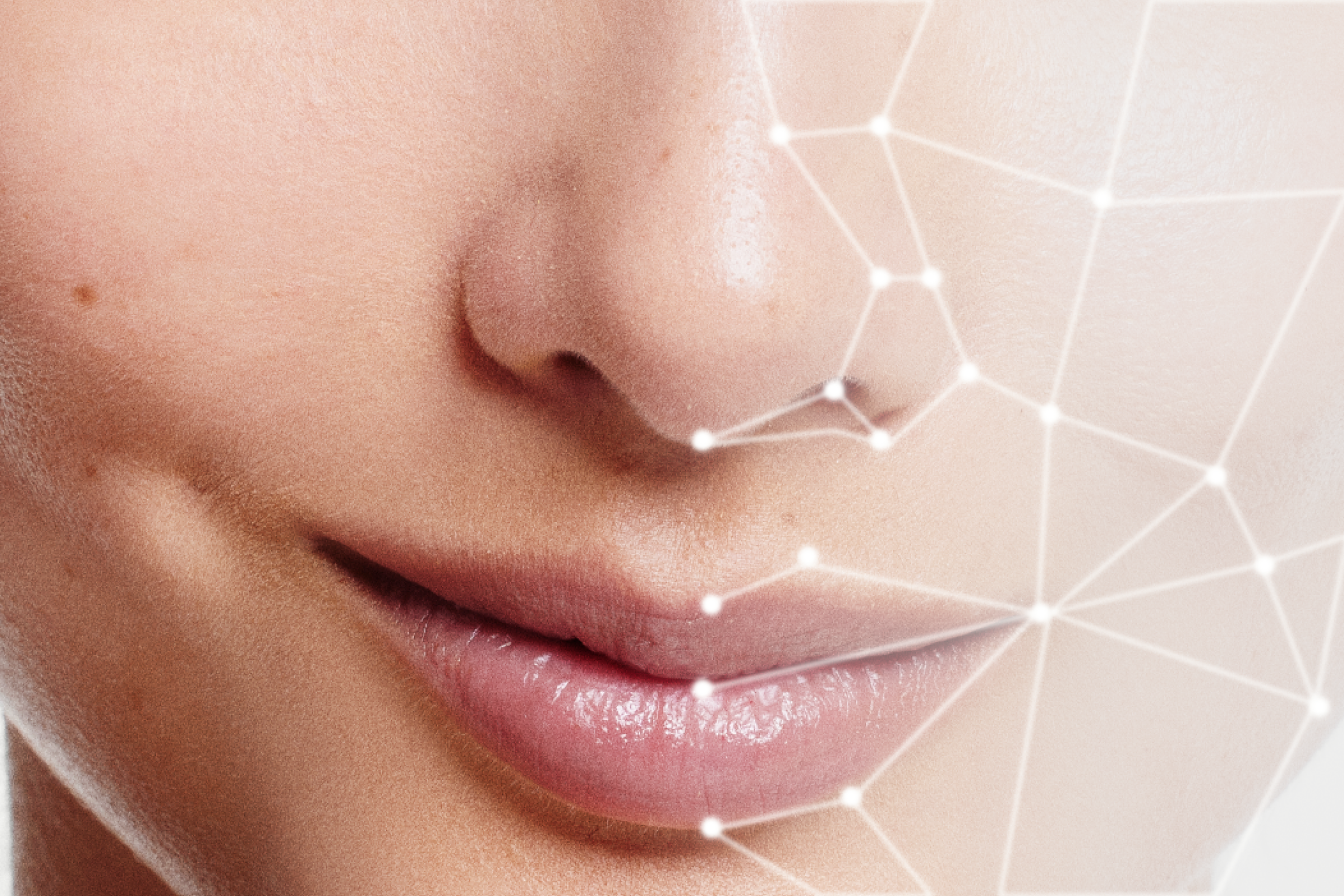Skin biohacking. Skin close up with a digital pattern over it.