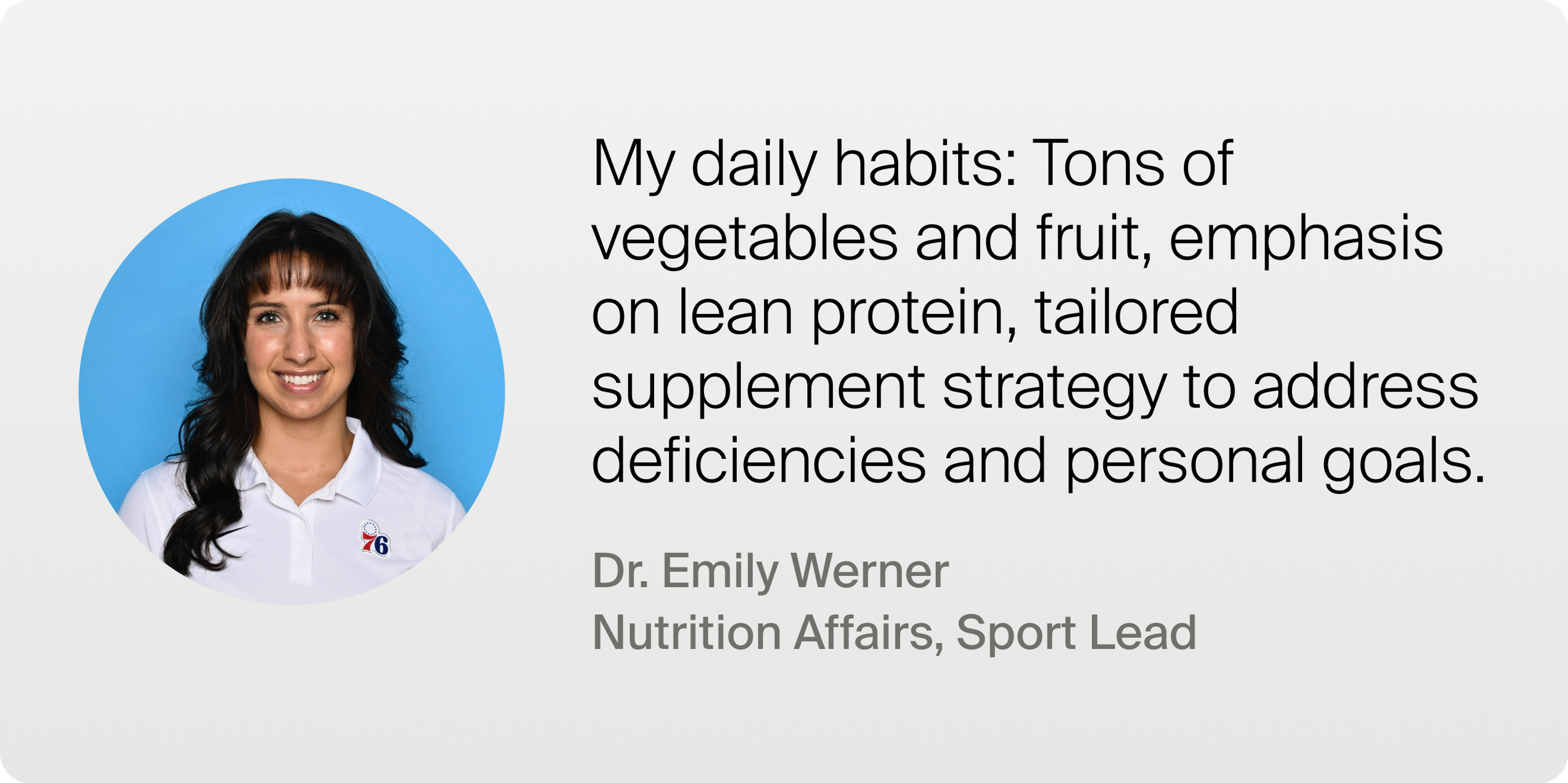 Dr. Emily Werner, Nutrition Affairs, Sport Lead