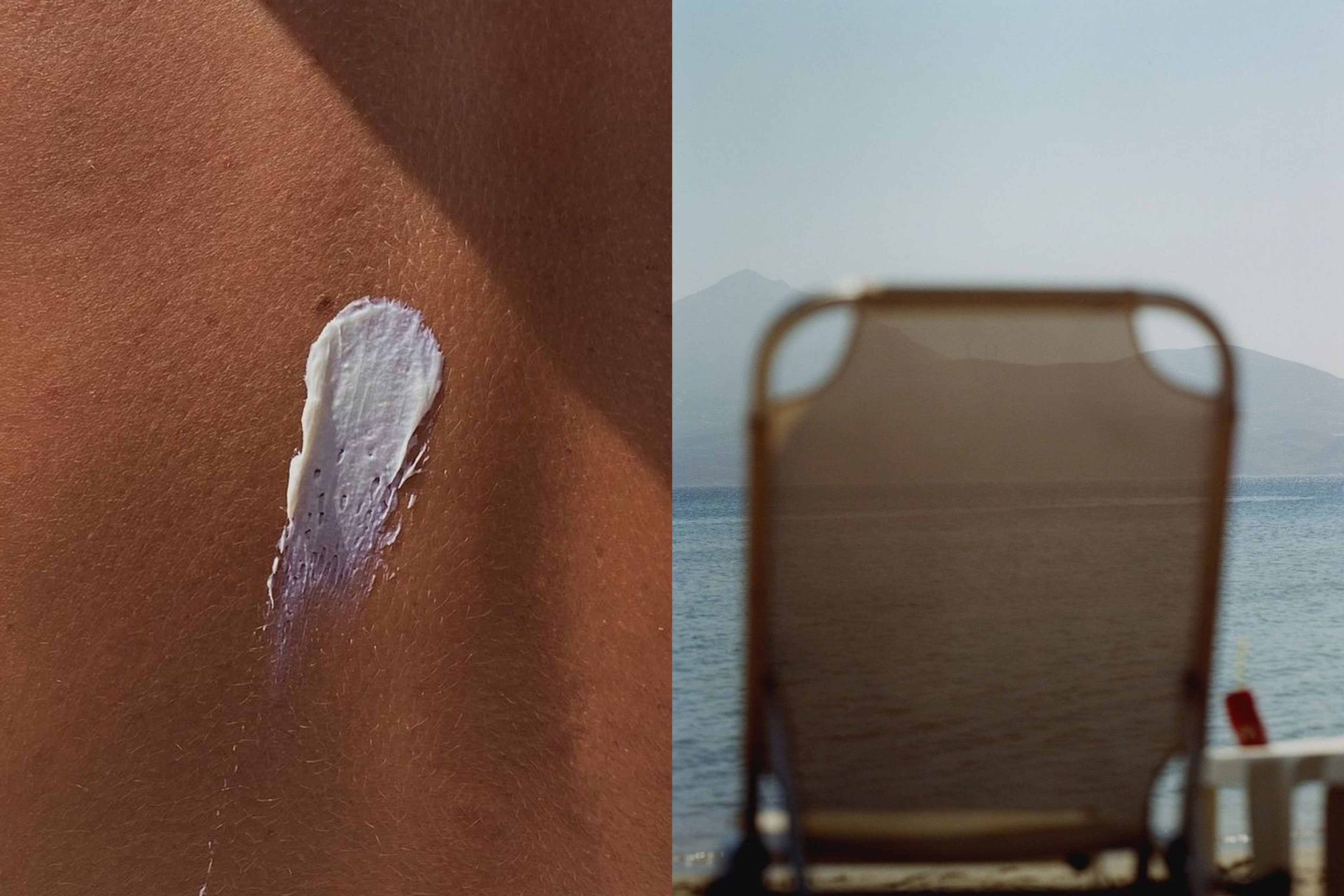 sun chair and sun block on skin