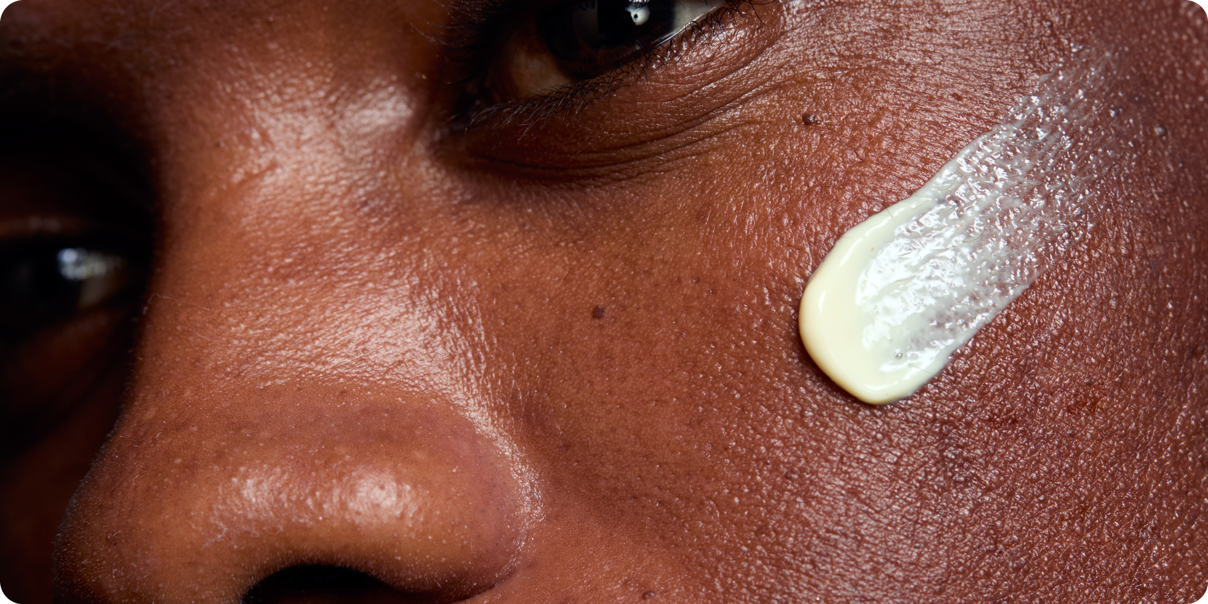Skin close-up with Timeline Skincare Products