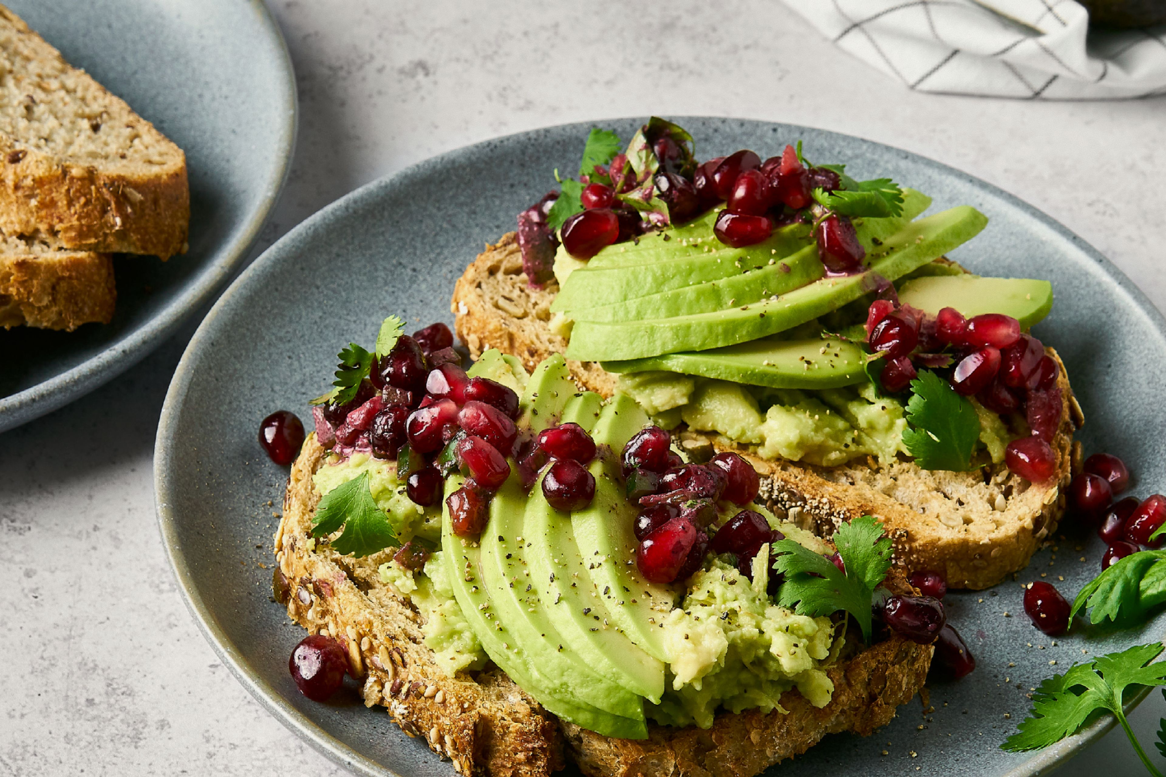 Avocado toast with pomegranates