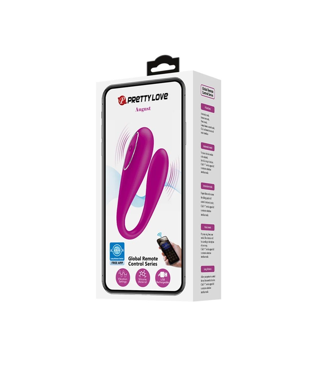 VIBRADOR PRETTY LOVE AUGUST. DOBLE MOTOR PUNTO G Y CLÍTORIS CON APP
