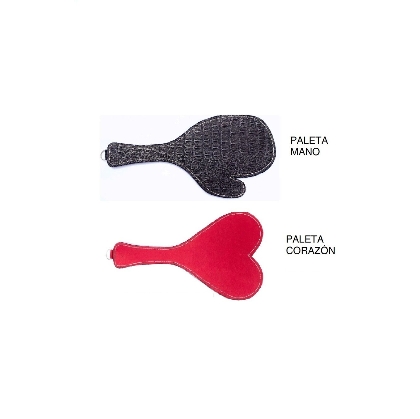 PALETAS DE CUERO FORMAS DE MANO O CORAZÓN