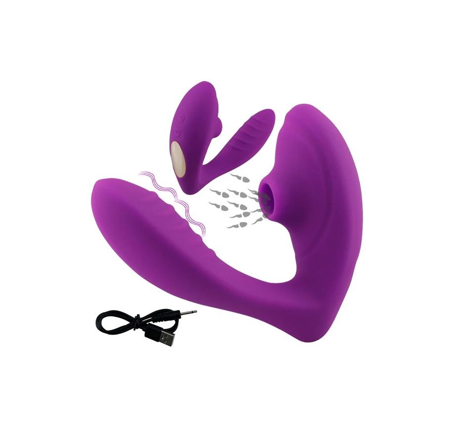 VIBRADOR EN U CON SUCCIÓN (CLÍTORIS) Y VIBRACIÓN (PUNTO G) miniatura 3