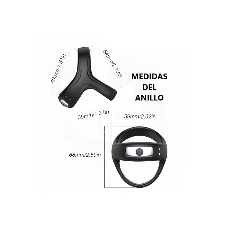 DOBLE ANILLO VIBRADOR  EN SILICONA GRADO MÉDICO. CARGA MAGNÉTICA miniatura 2