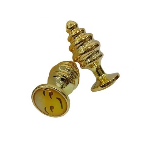 PLUG DORADO METALIZADO RELIEVE TALLA L 10 CM