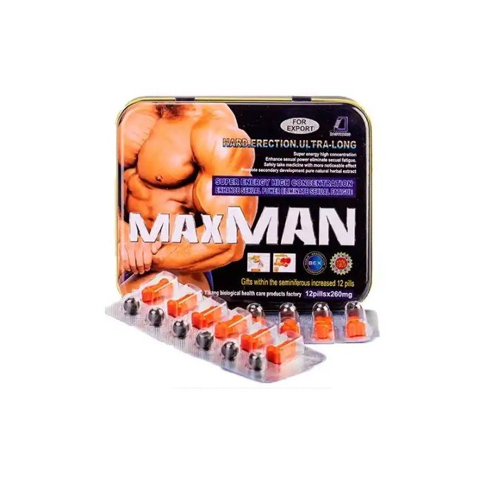MAX MAN POTENCIADOR SEXUAL X 12 UNIDADES