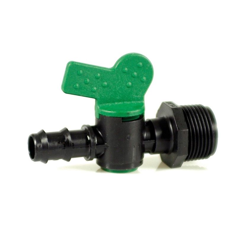 Кран за капков маркуч 16 mm с външна резба 3/4″, оребрен Irritec