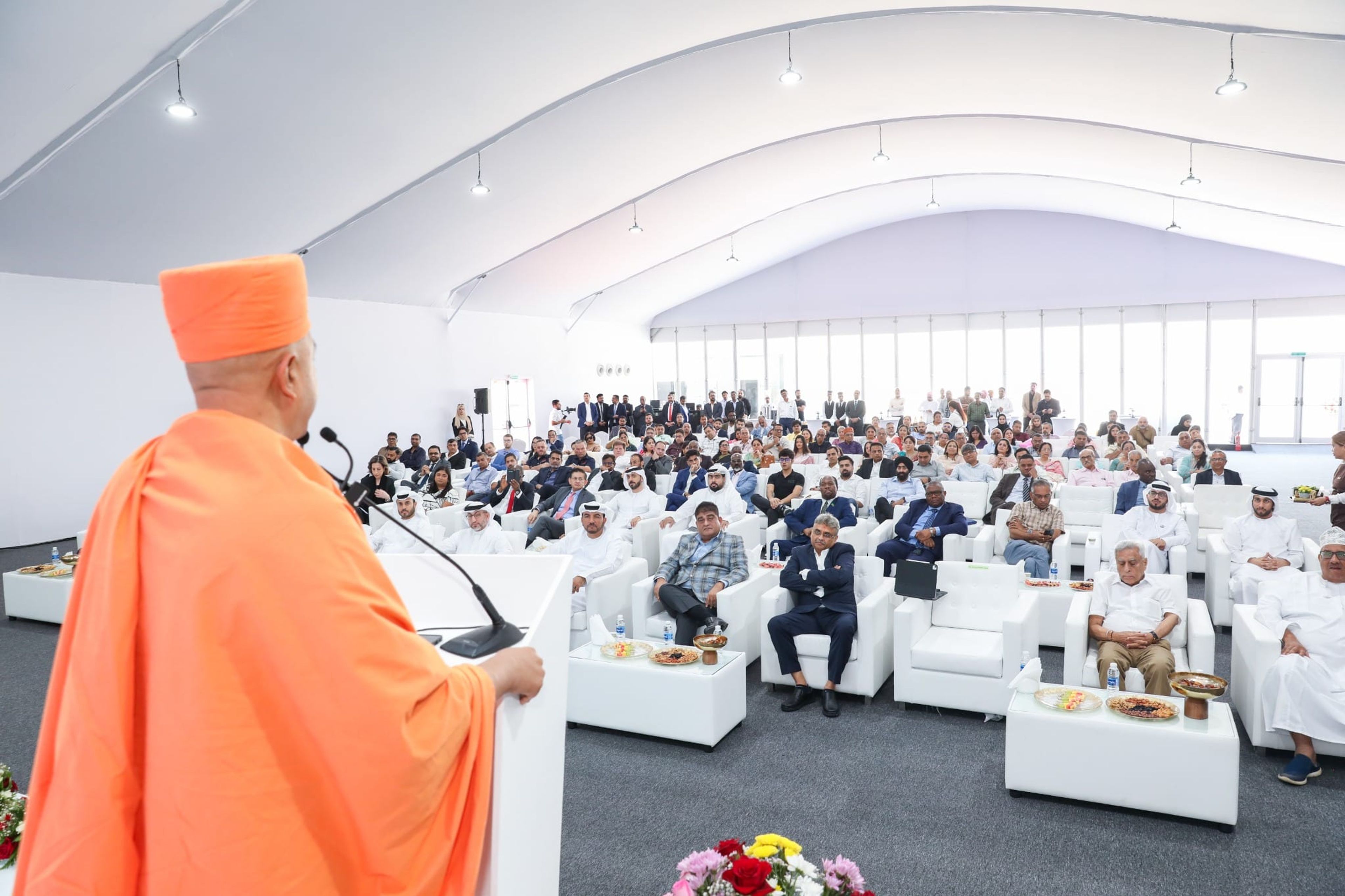 Guest of honour addressing the audience in the tented venue