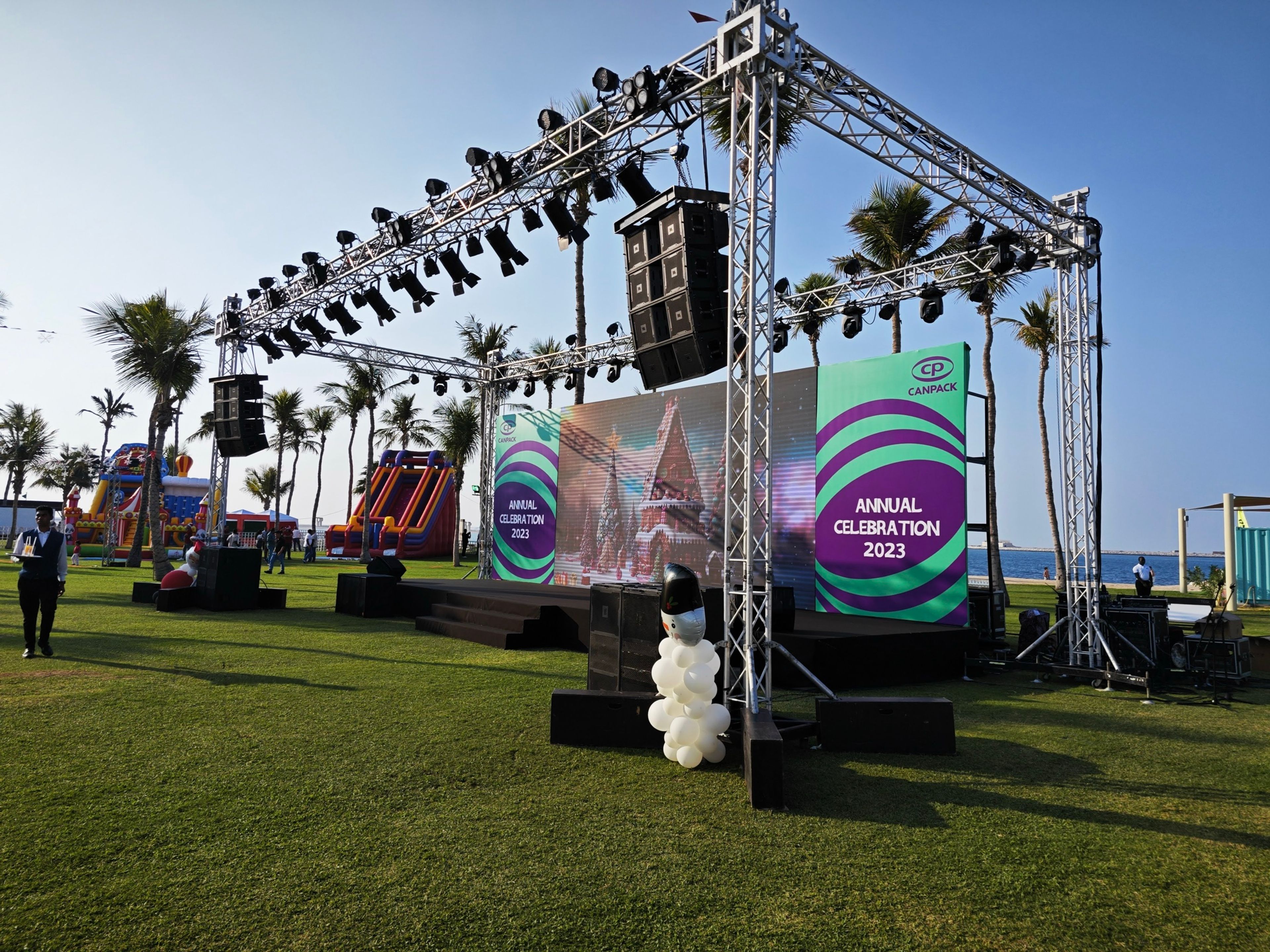 Canpack family day event outdoor stage setup