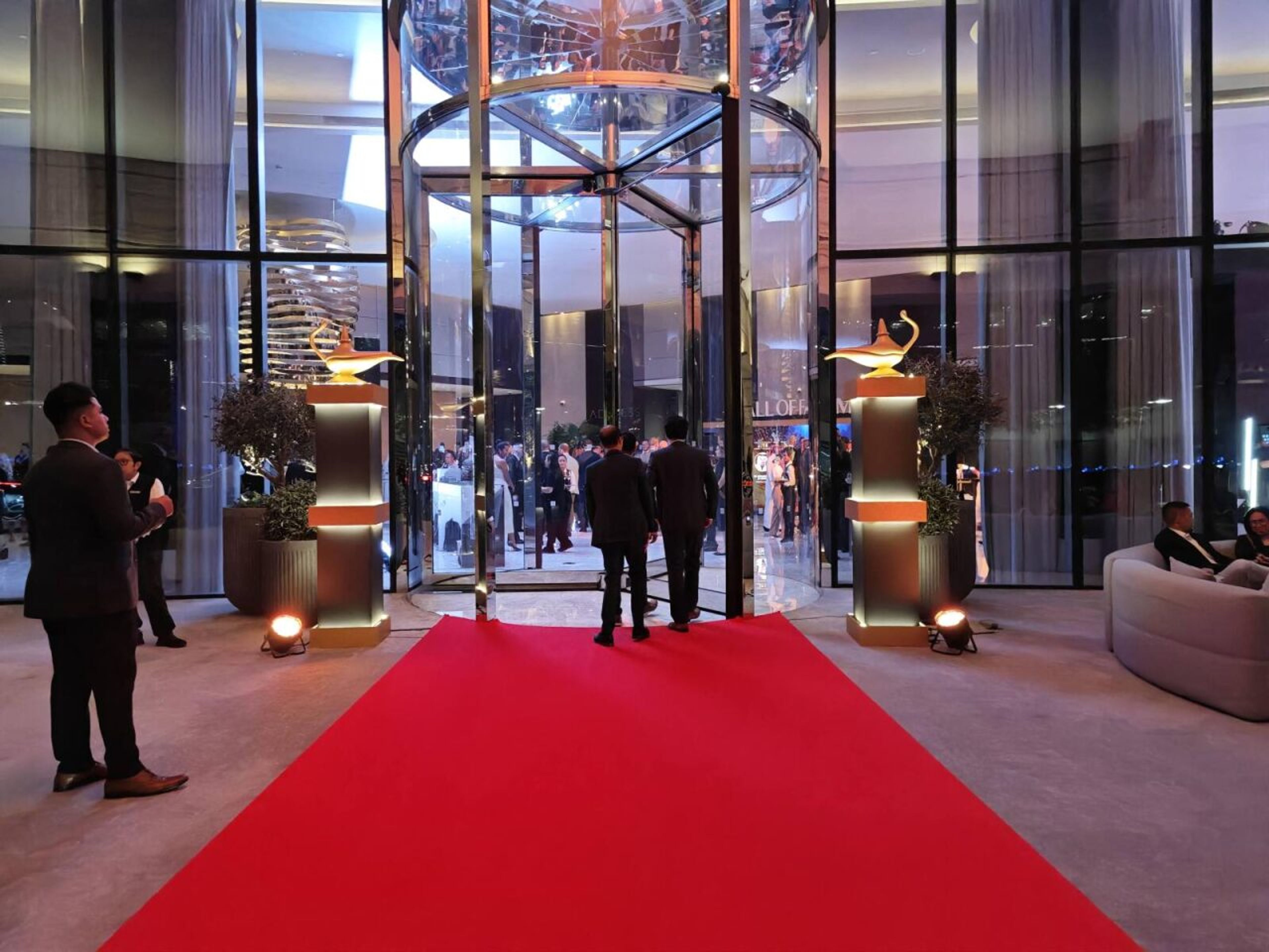 Red carpet entrance to a luxury venue for a corporate event