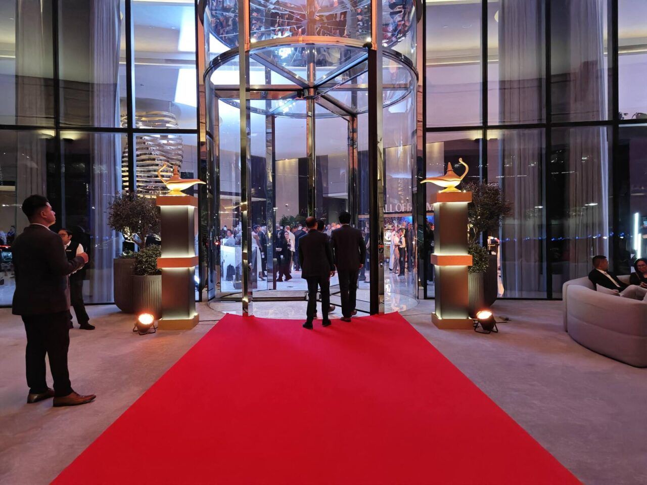 Red carpet entrance to a luxury venue for a corporate event