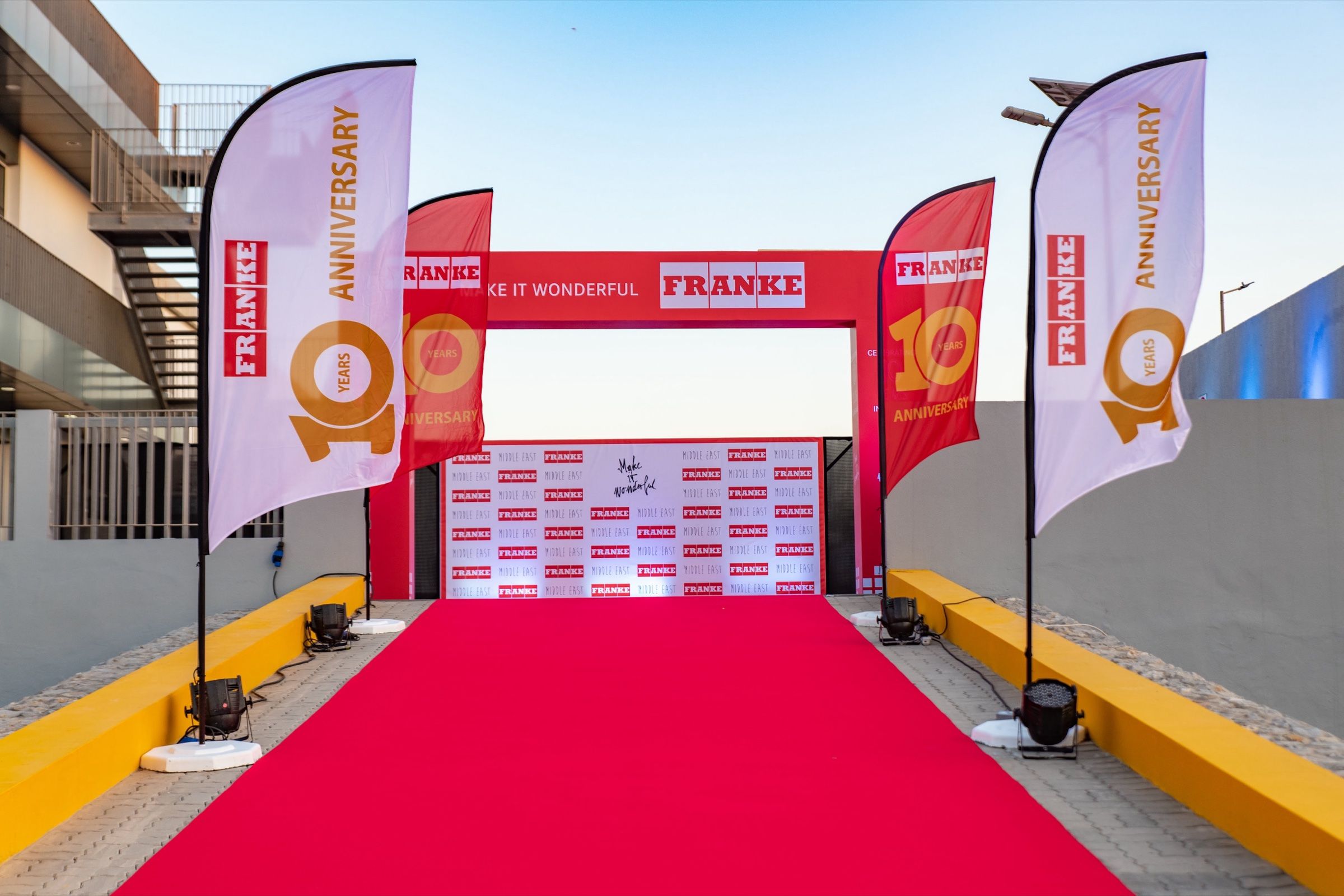 A grand entrance arch for corporate event