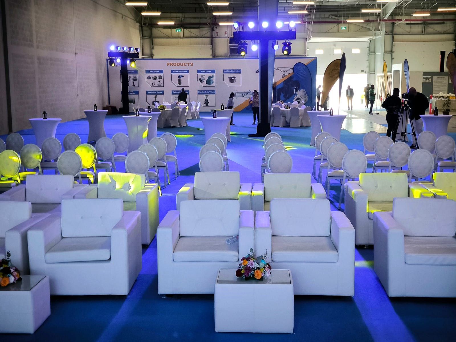 VIP lounge seating inside the MT Group production facility in Abu Dhabi, set for its grand inauguration