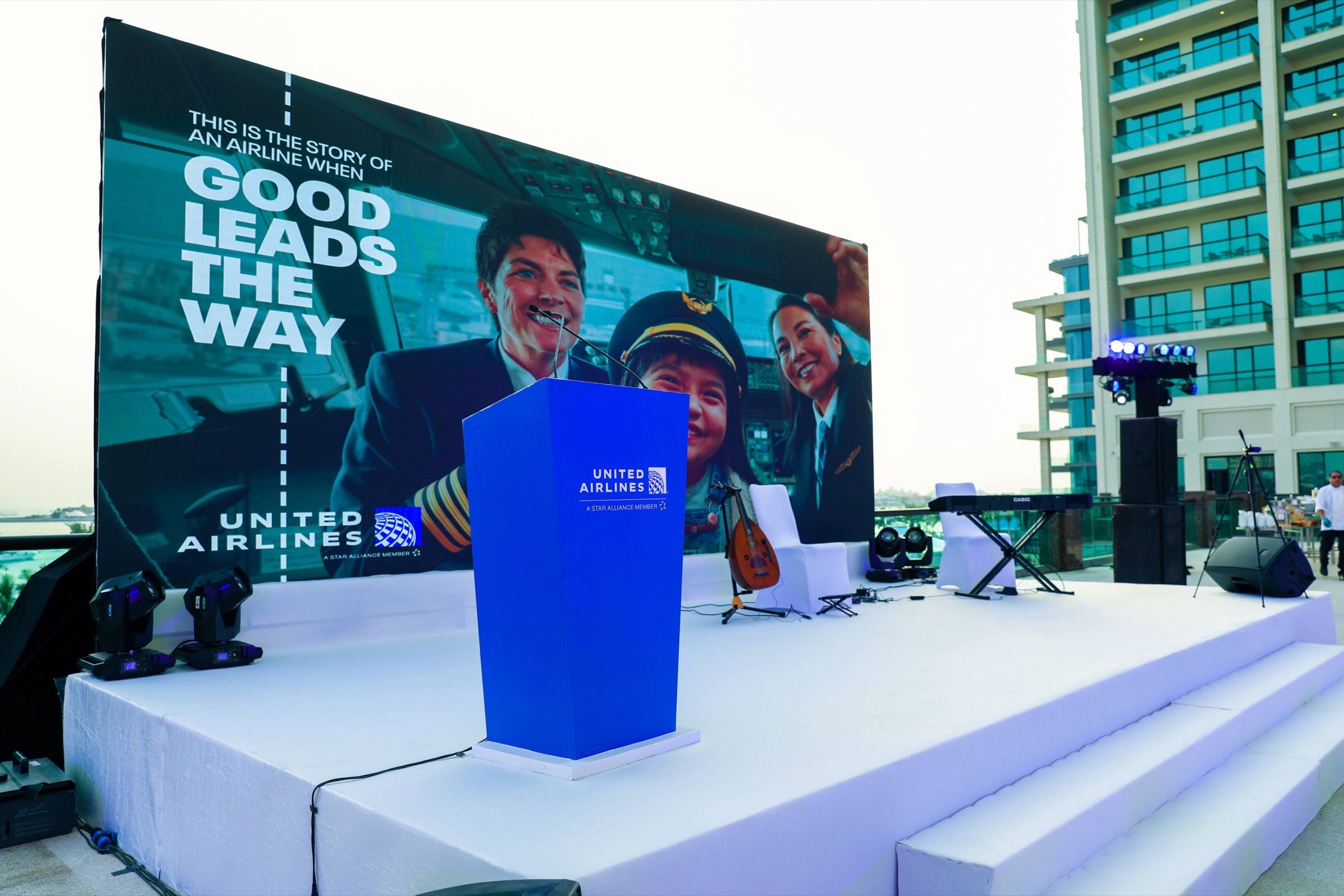 A beautiful stage setup of a corporate event