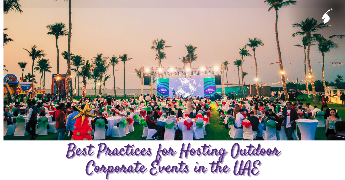 Outdoor corporate event set up in the UAE, used to illustrate planning a corporate family day in Dubai