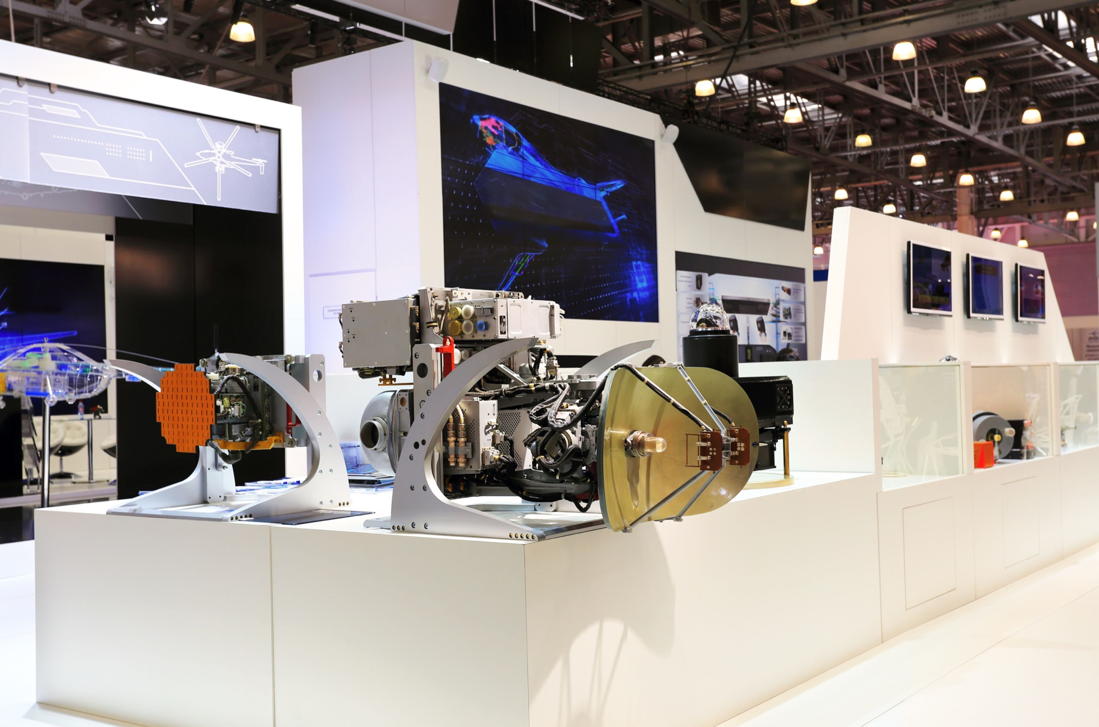 Industrial equipment displayed on a white exhibition stand