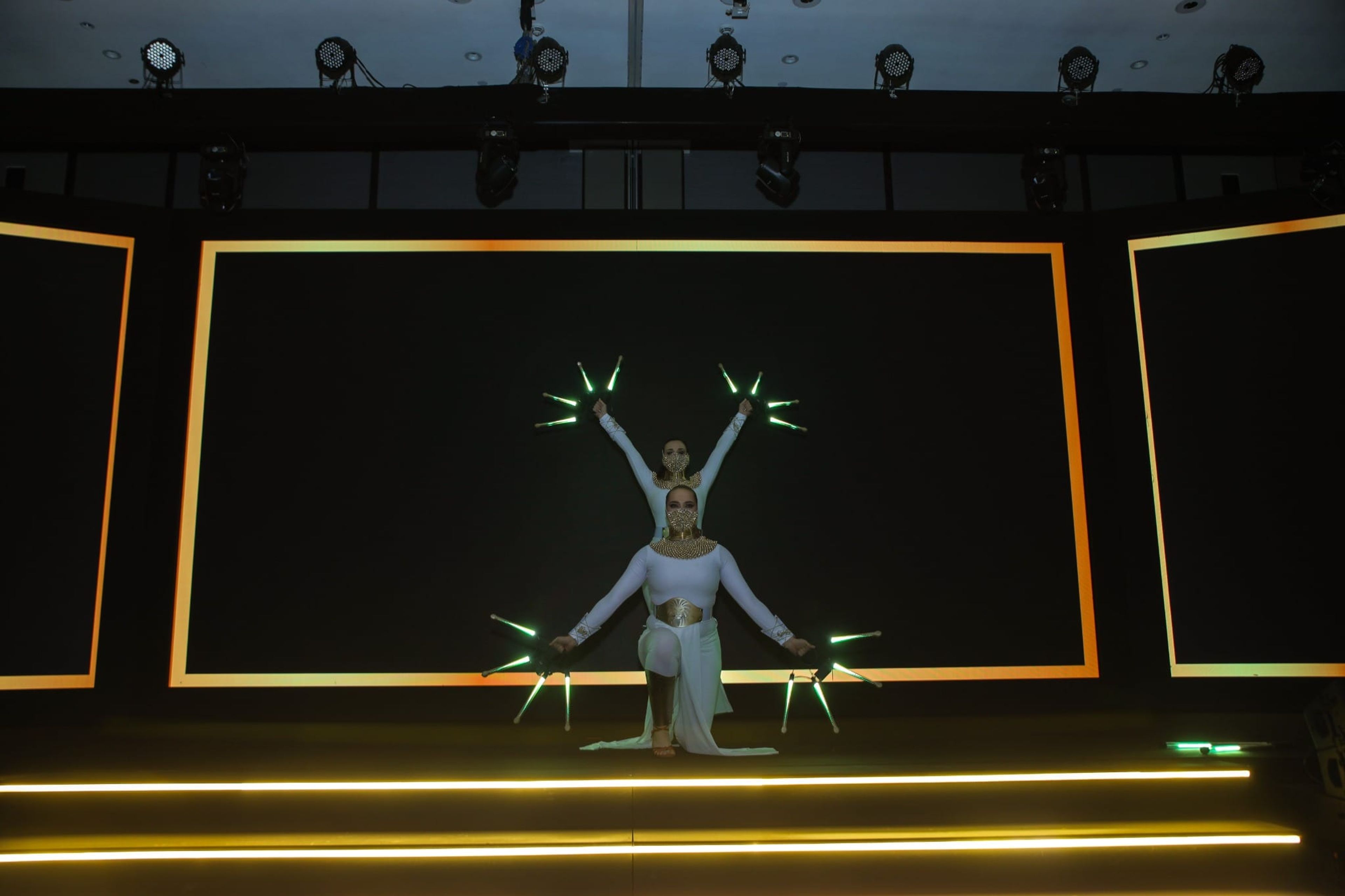 Light-up dance performance on stage at the MENALAC Awards