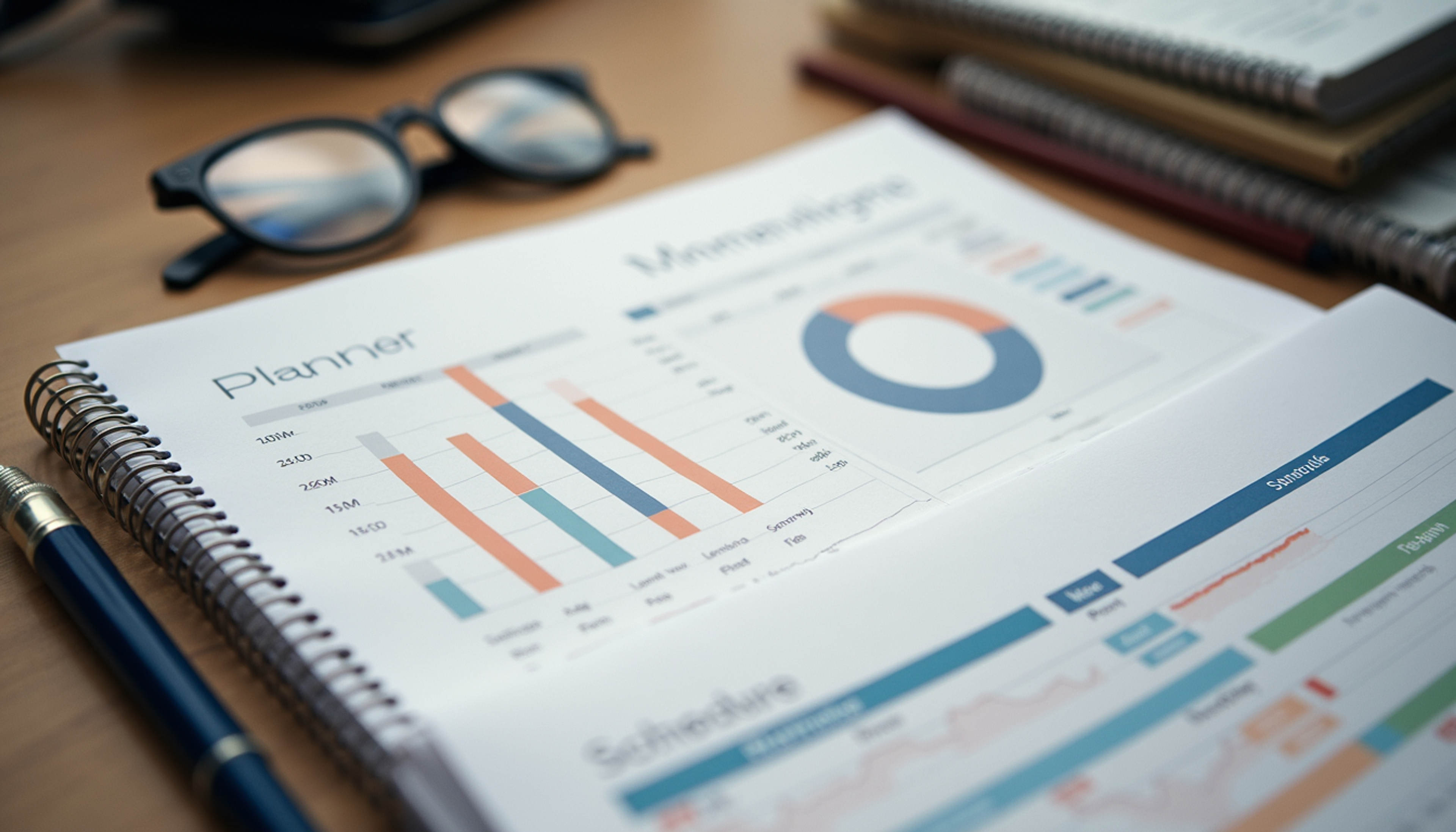 Close-up view of planners and schedules for an event