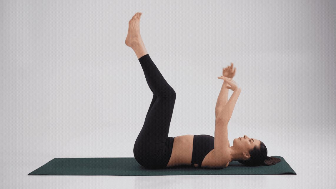 Woman bouncing gently to support lymph flow through movement