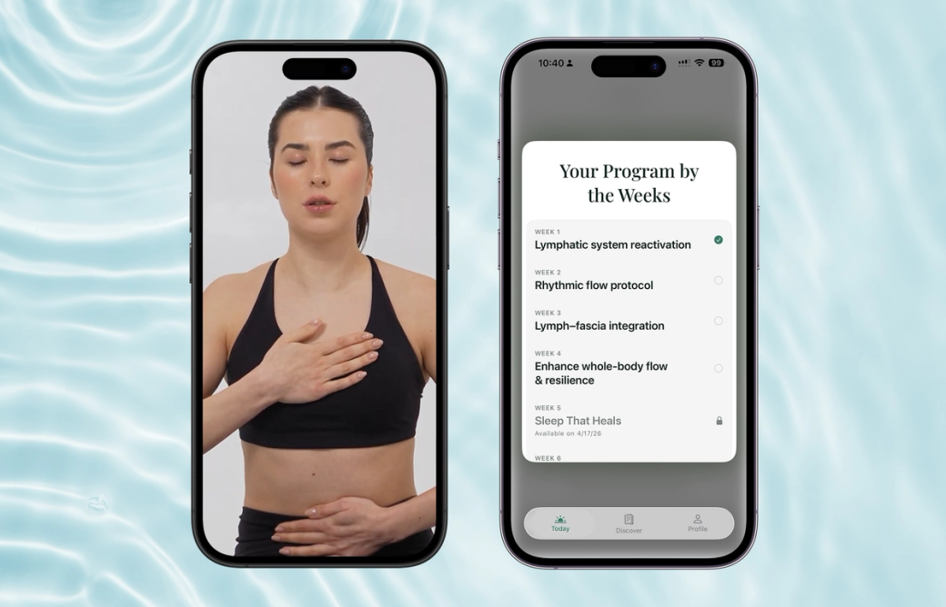 Leaply app showing a guided Lymphatic Reset Program session on a smartphone