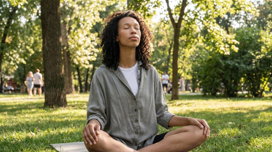 Femme suivant une séance guidée de Leaply pour la santé du système nerveux et lymphatique