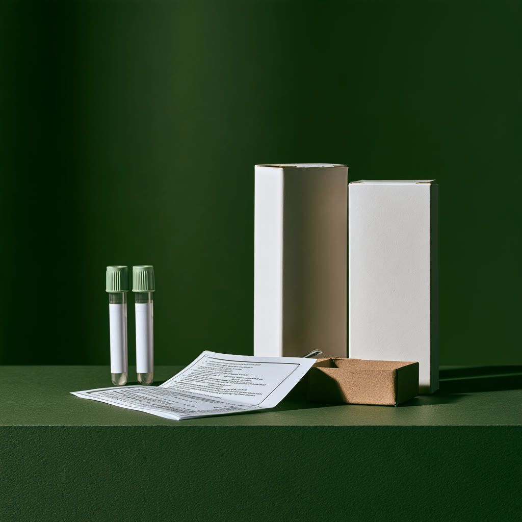 An unmarked laboratory specimen collection kit with sample tubes