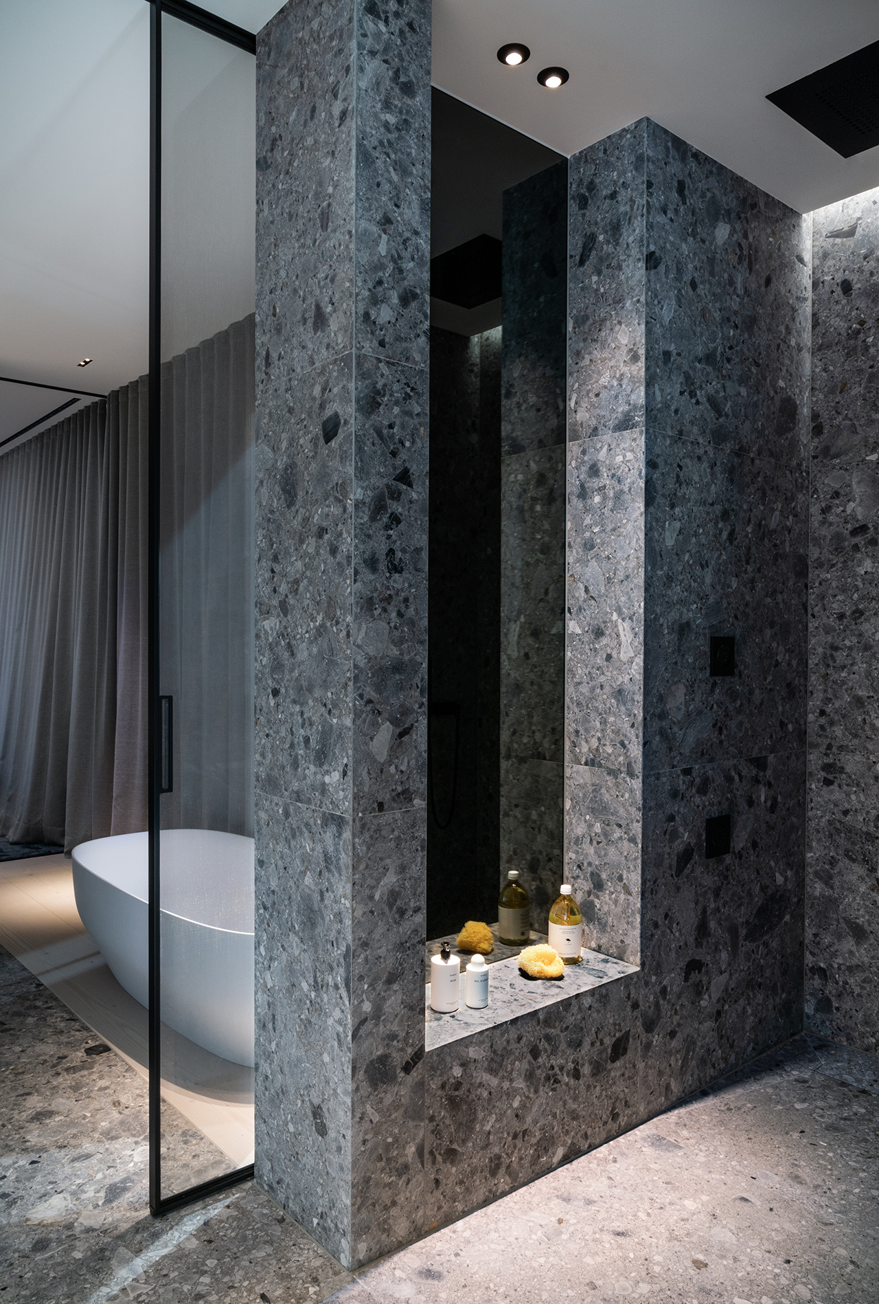 bathroom made of natural stone