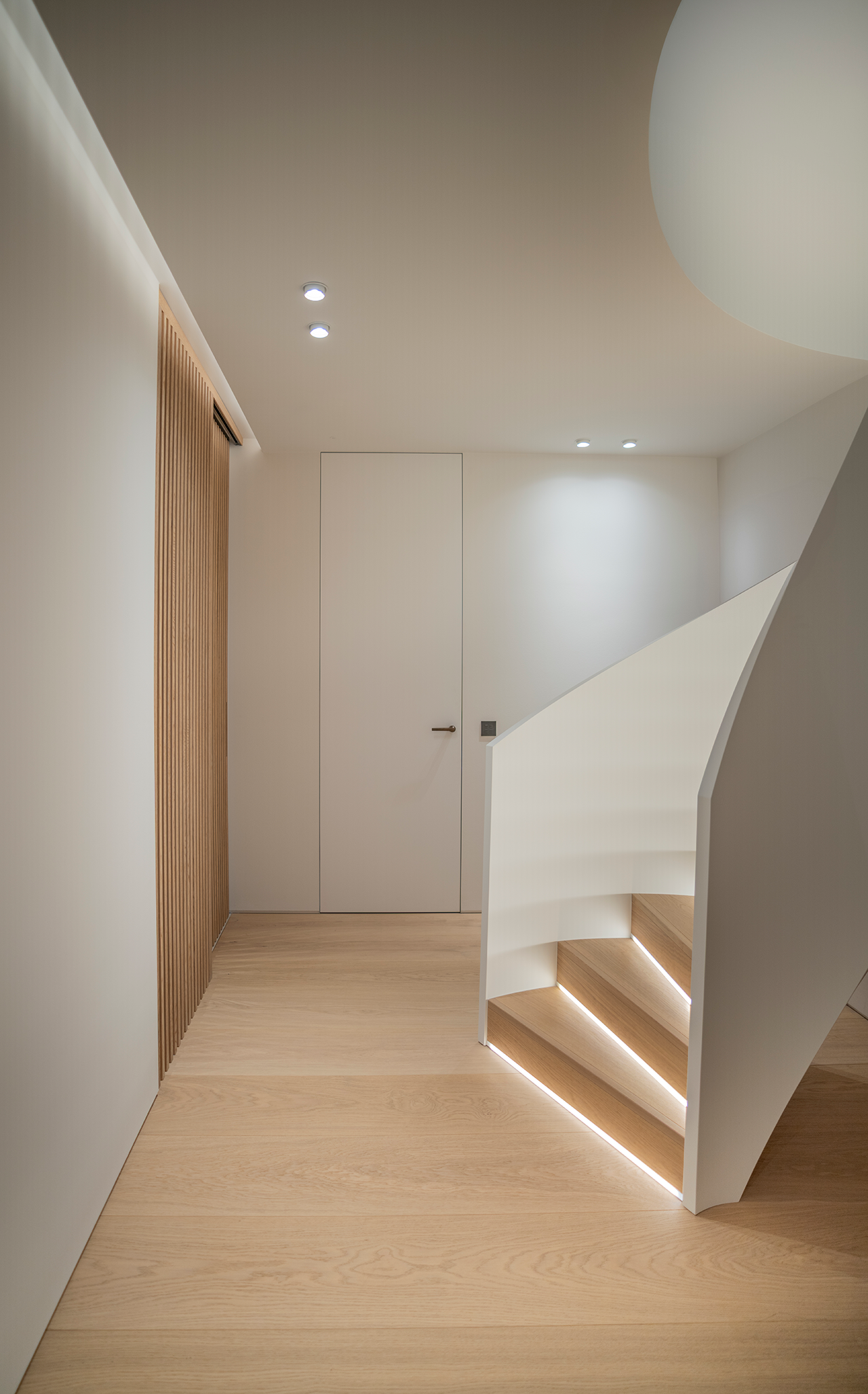 bottom of a spiral staircase