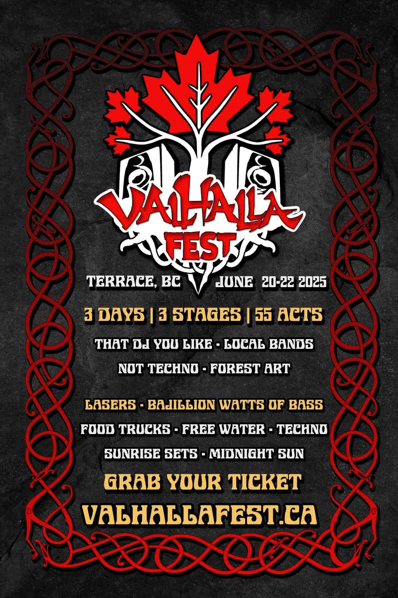 ValhallaFest 2025 lineups poster (Canada Version)